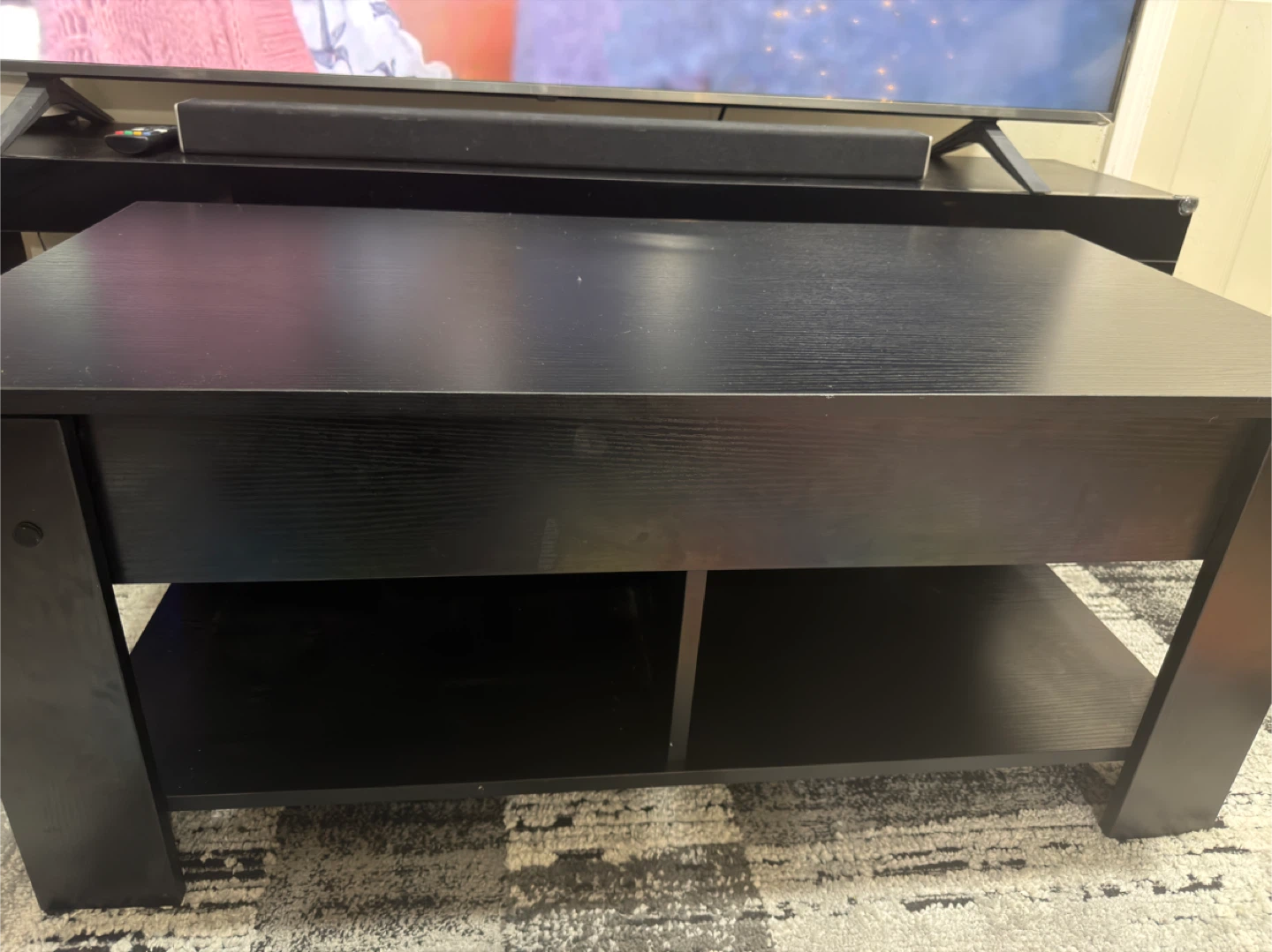 Black Coffee Table with Storage Shelf