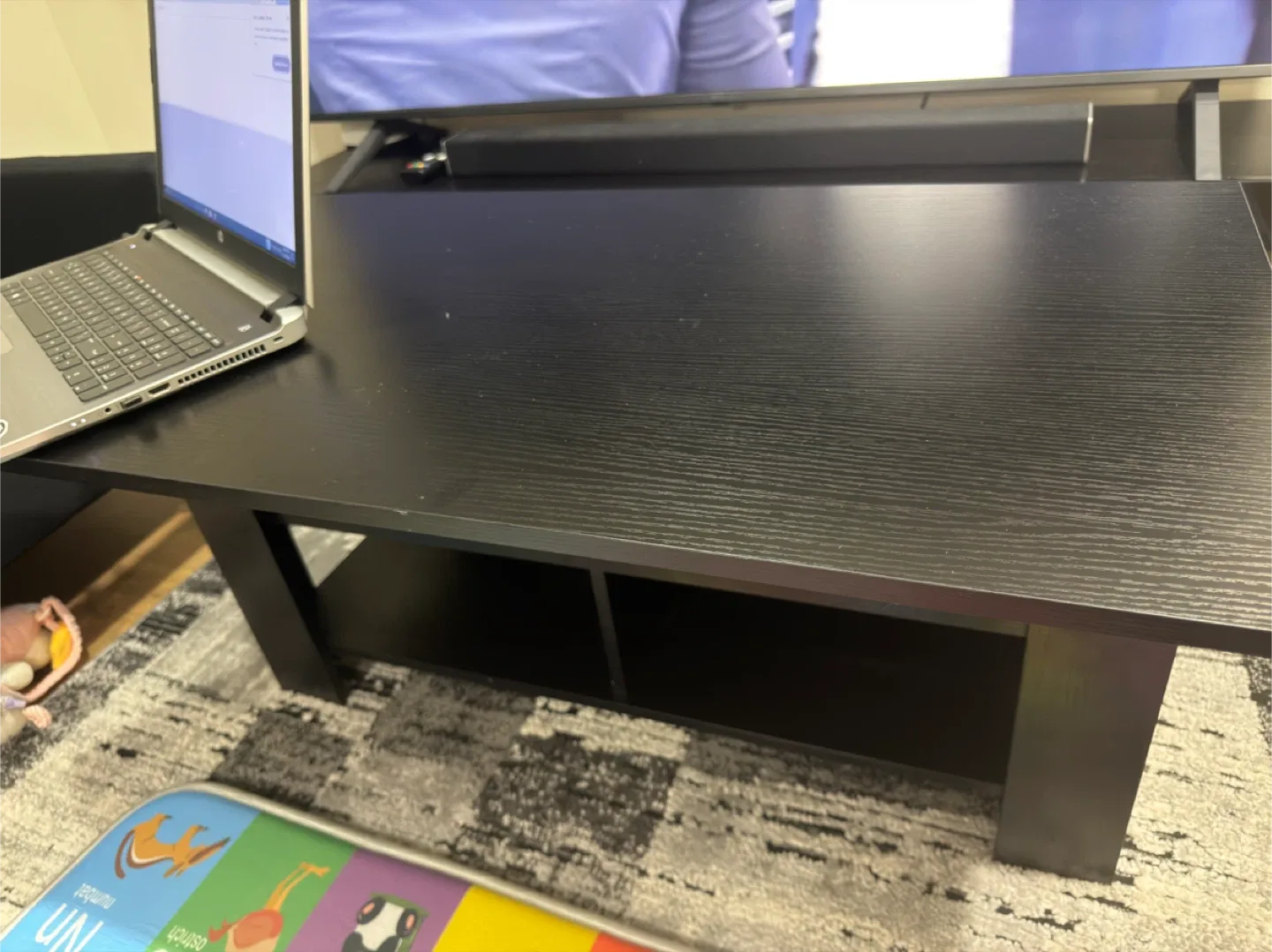 Black Coffee Table with Storage Shelf image indicator(4)