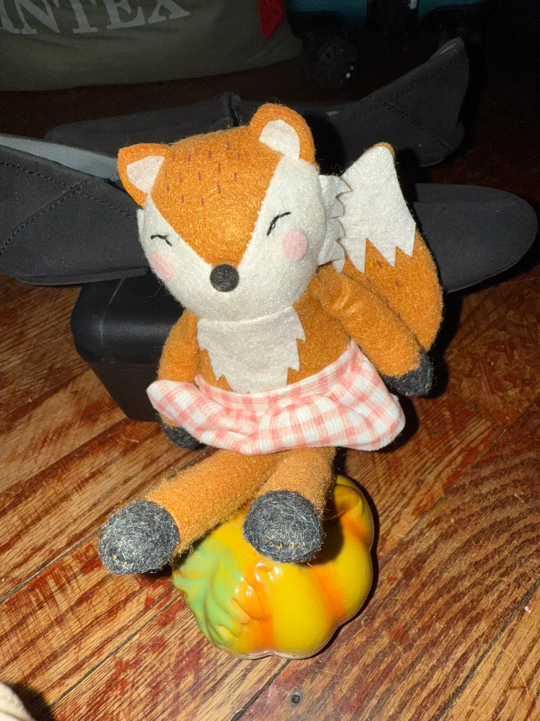 Fox Plush Toy with Plaid Skirt