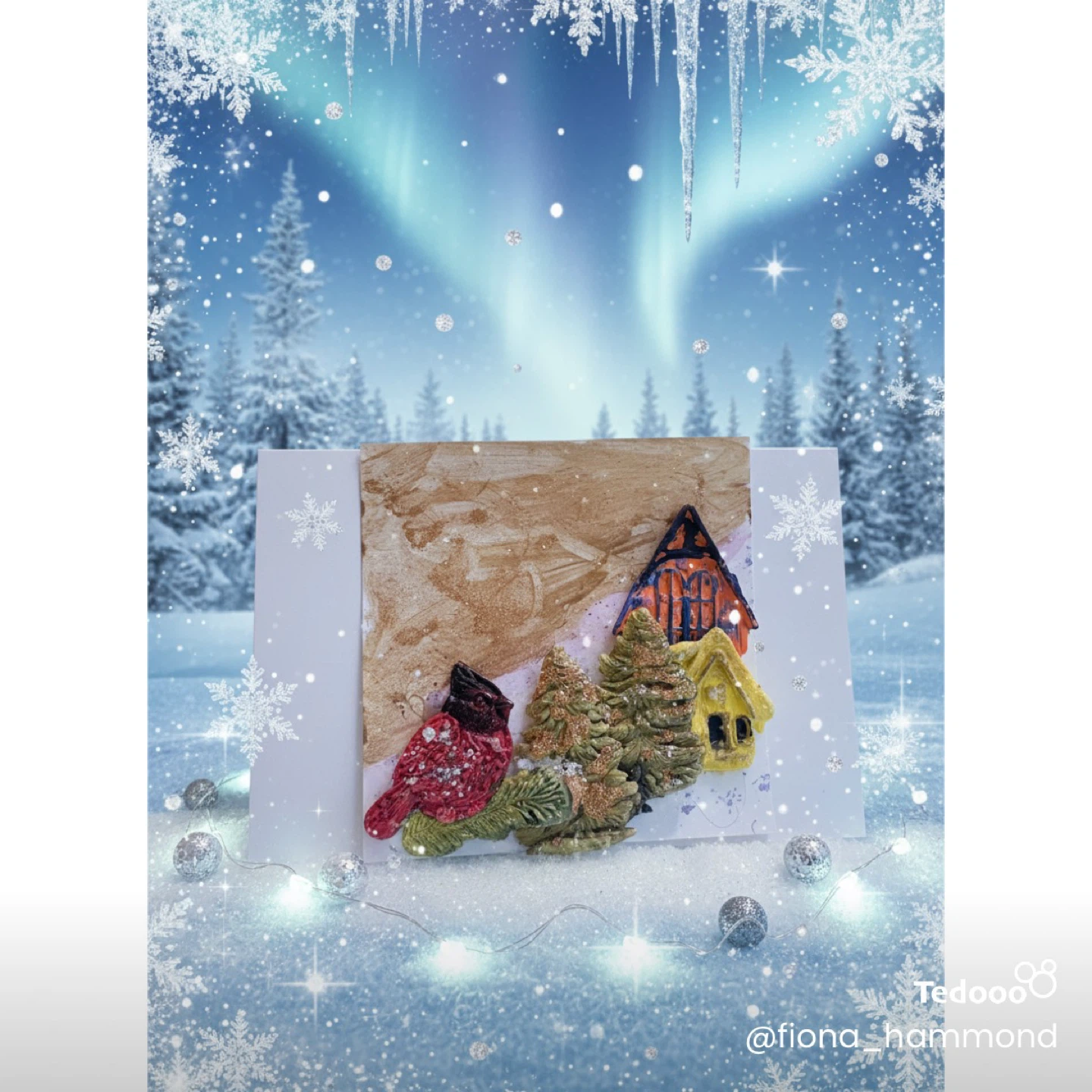 Handmade Christmas Card with Cardinal