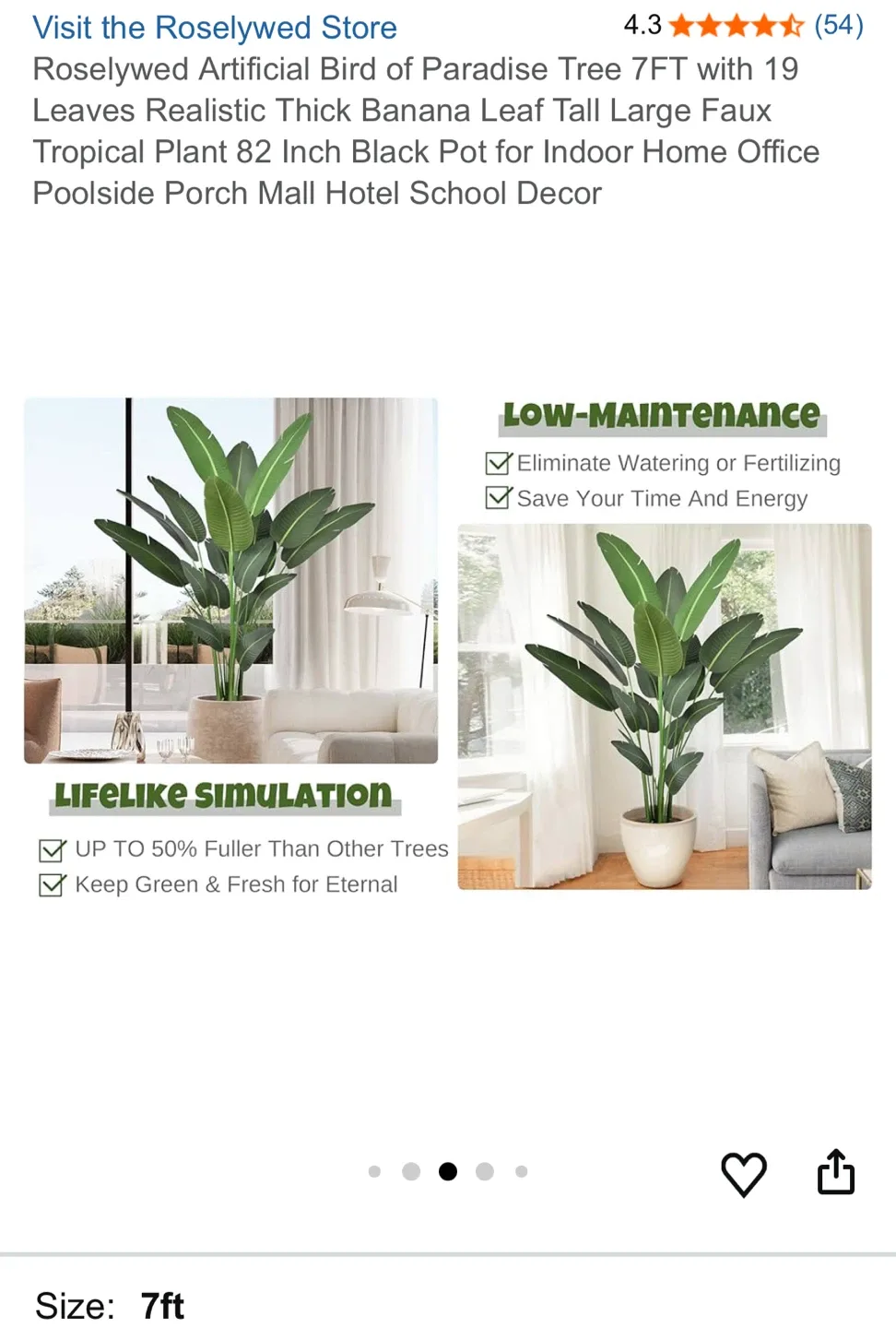 Roselywed Artificial Bird of Paradise Tree 7ft image indicator(4)