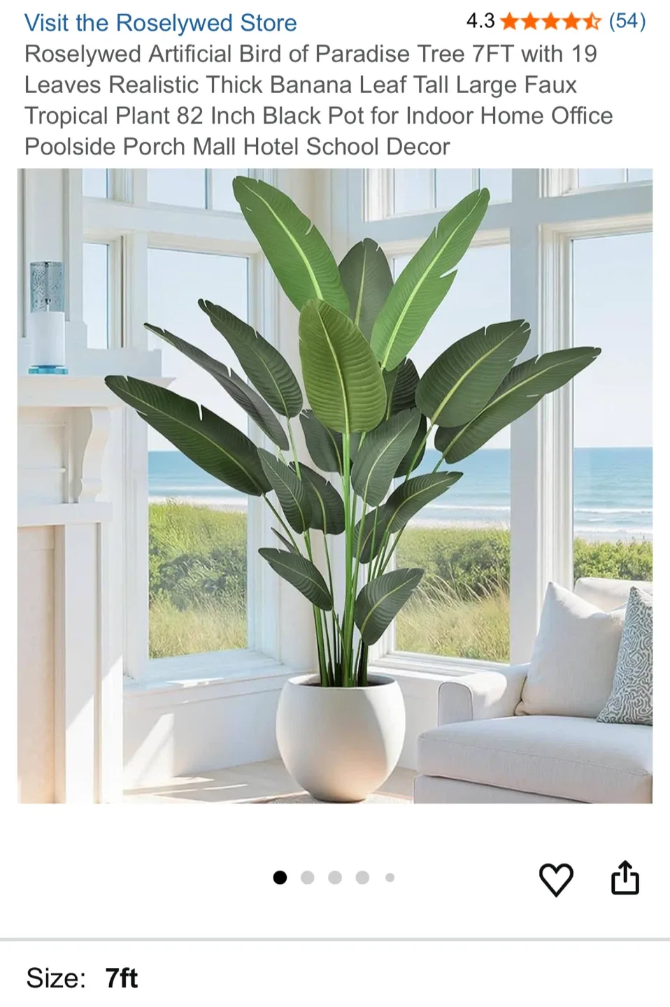 Roselywed Artificial Bird of Paradise Tree 7ft