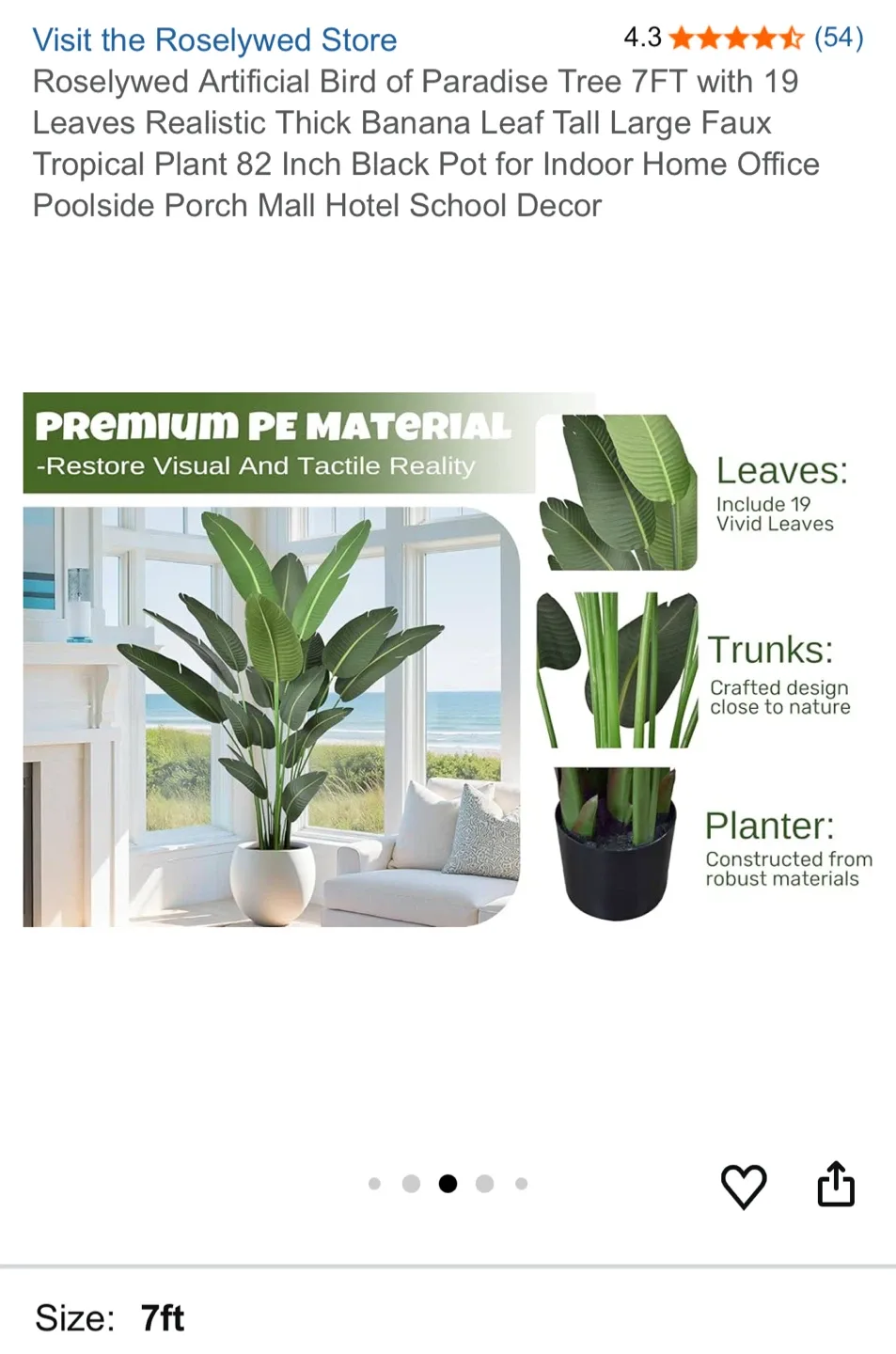 Roselywed Artificial Bird of Paradise Tree 7ft image indicator(6)