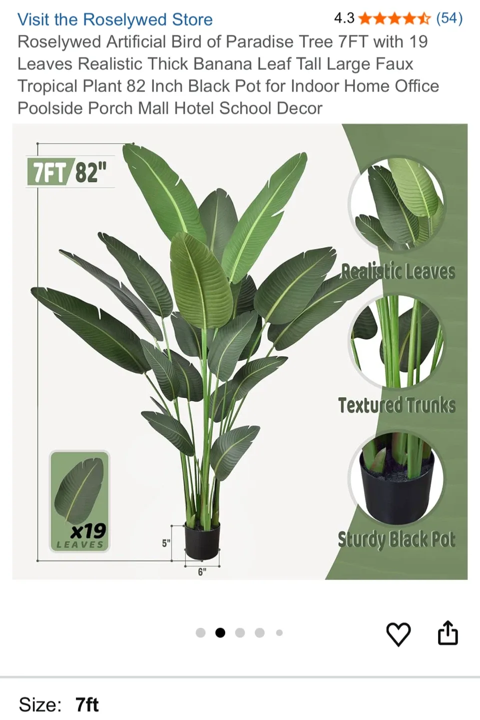 Roselywed Artificial Bird of Paradise Tree 7ft image indicator(2)