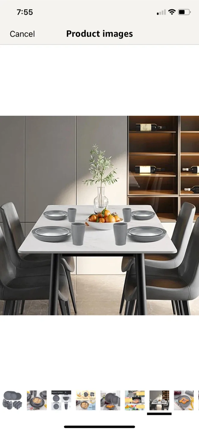 Supernal 32pcs Wheat Straw Dinnerware Set - Dark Grey image indicator(2)