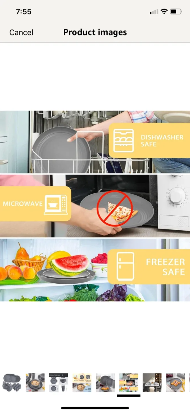 Supernal 32pcs Wheat Straw Dinnerware Set - Dark Grey image indicator(4)