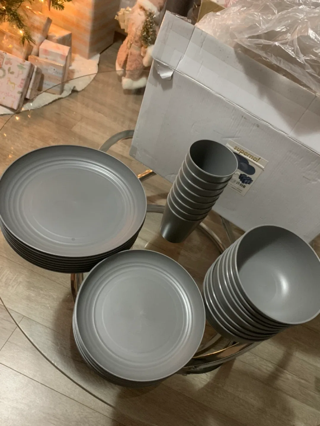 Supernal 32pcs Wheat Straw Dinnerware Set - Dark Grey image indicator(7)