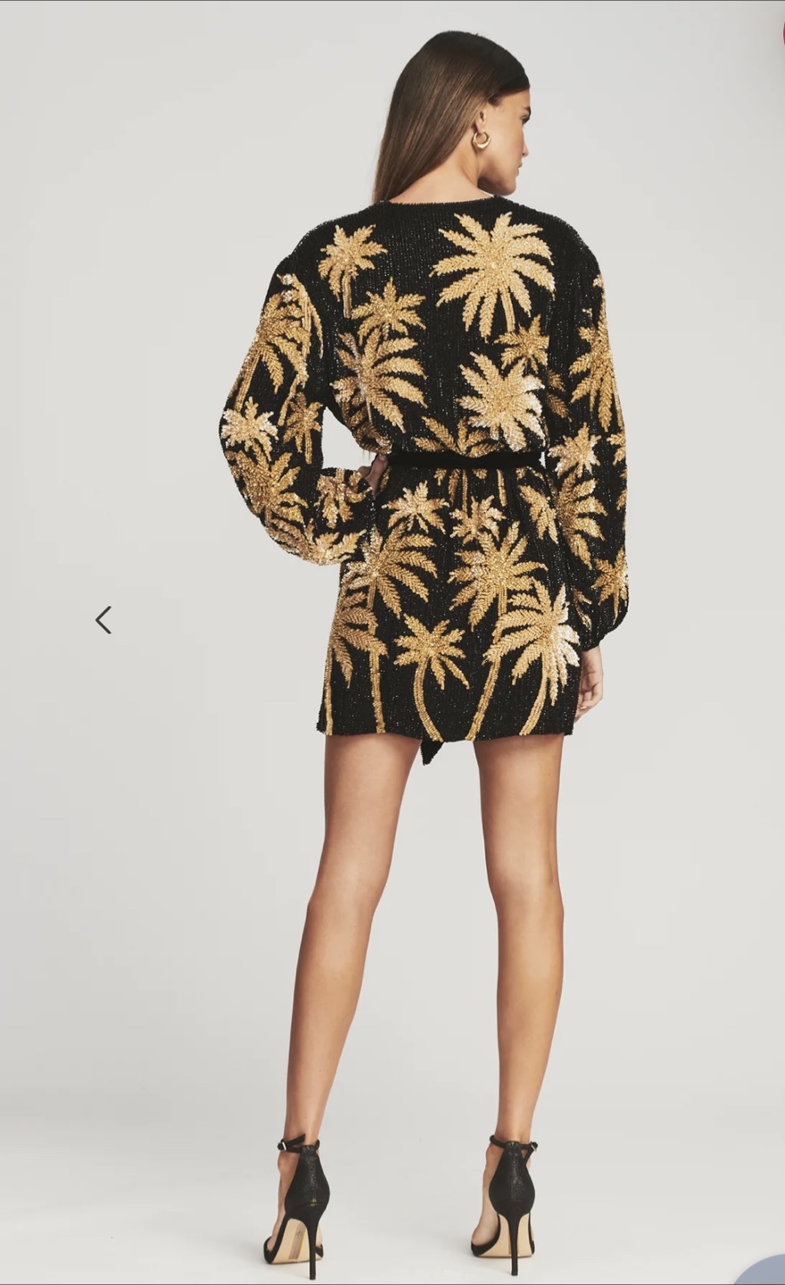 Retrofete NEW Gabrielle Dress Black & Gold Palm Tree Size Small - photo 3