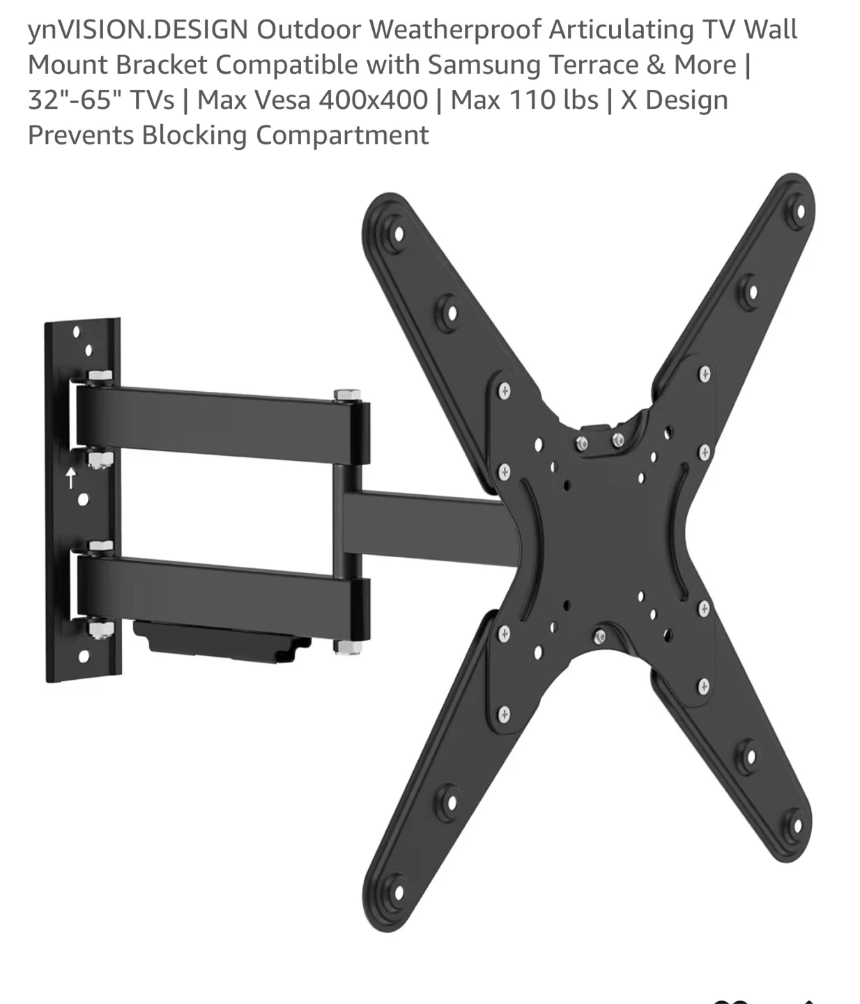 ynVISION.DESIGN Outdoor Weatherproof Articulating TV Wall Mount