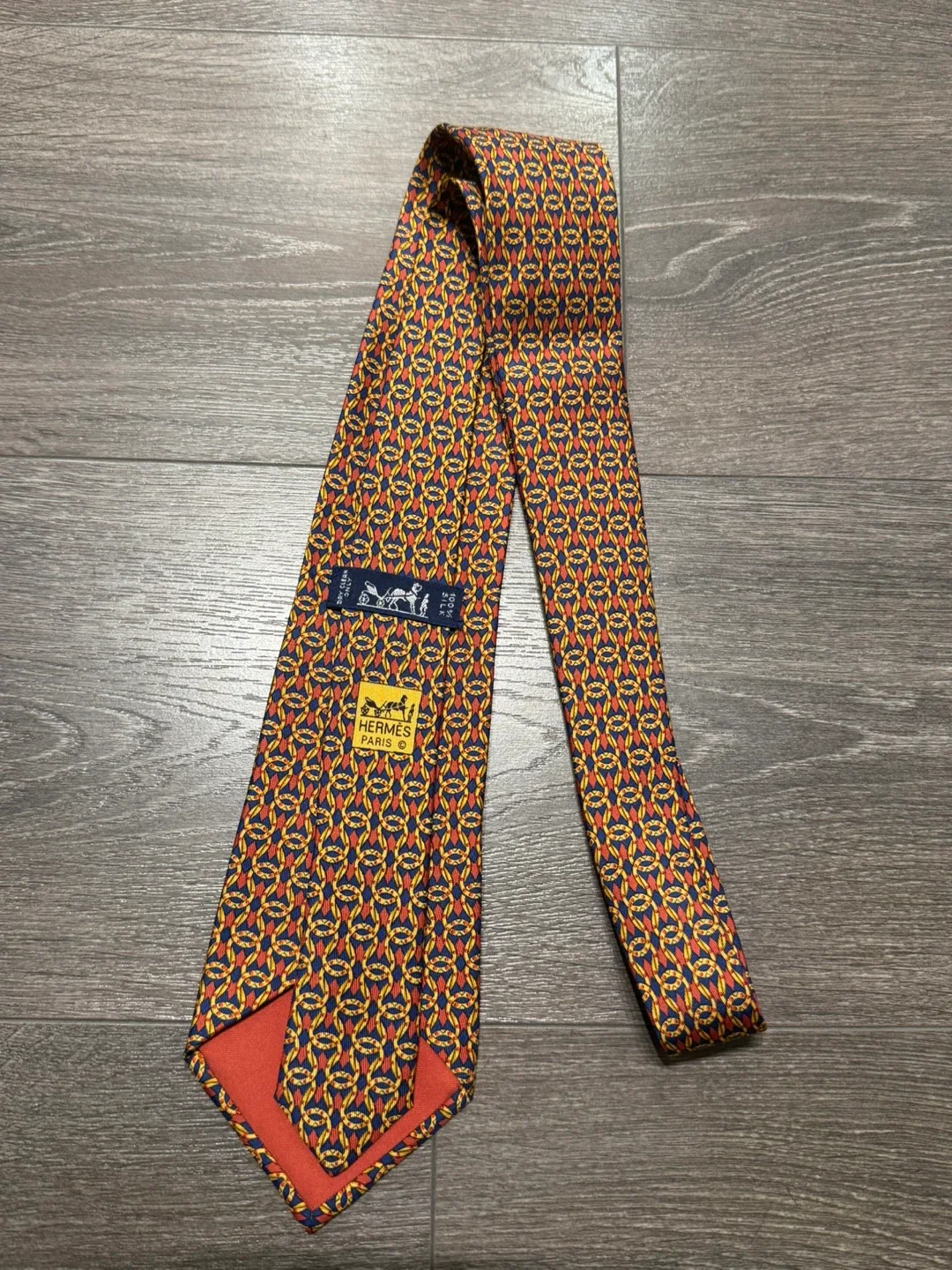 Hermès Paris 100% Silk Tie France orange image indicator(5)