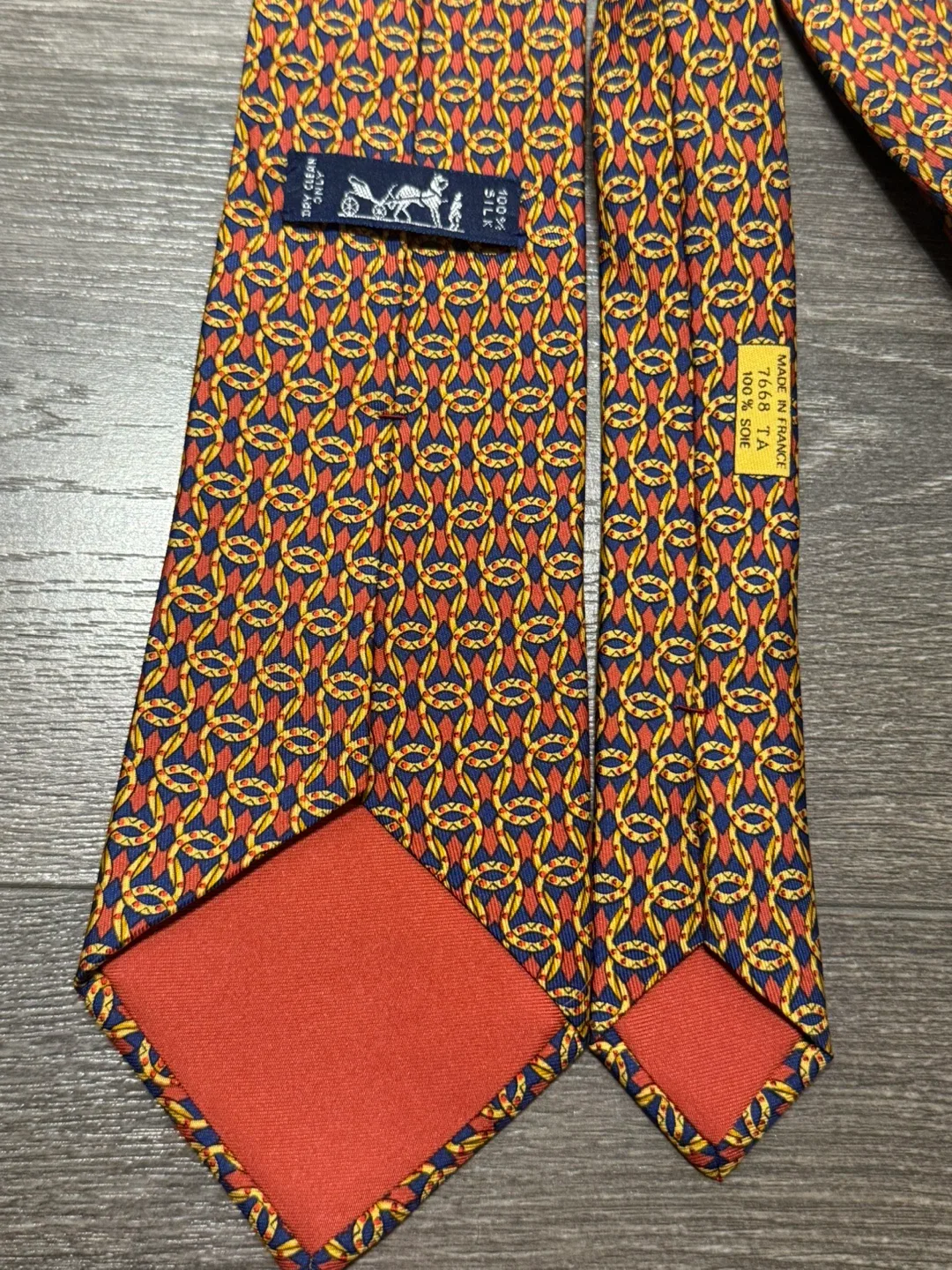 Hermès Paris 100% Silk Tie France orange image indicator(4)