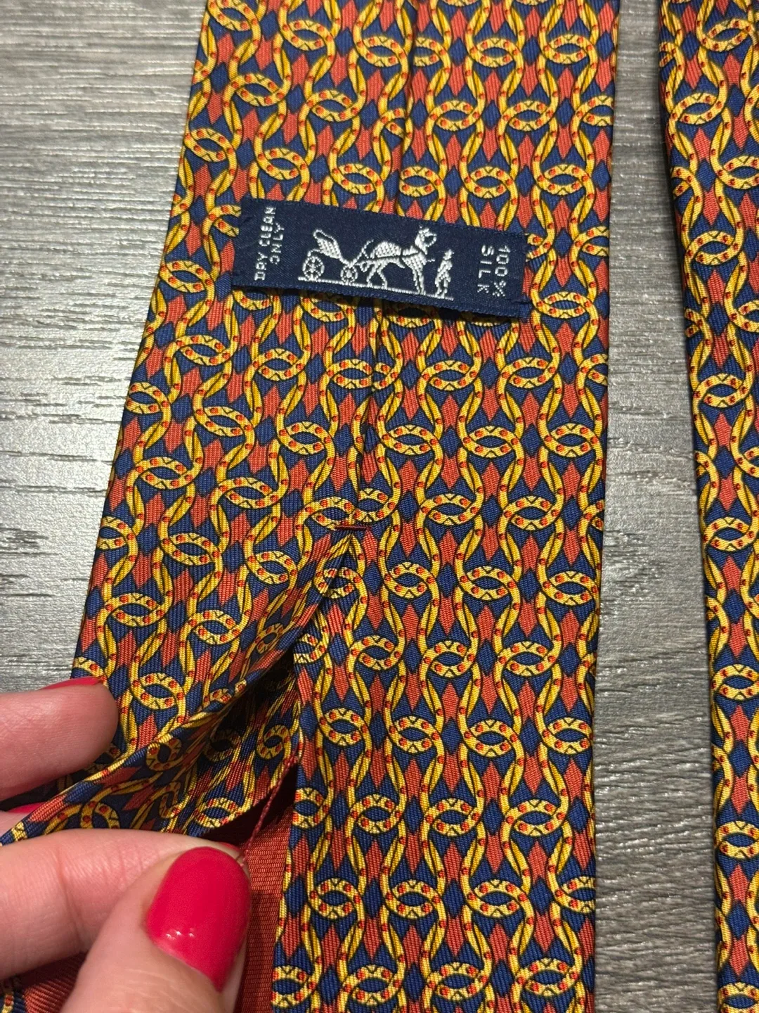 Hermès Paris 100% Silk Tie France orange image indicator(7)