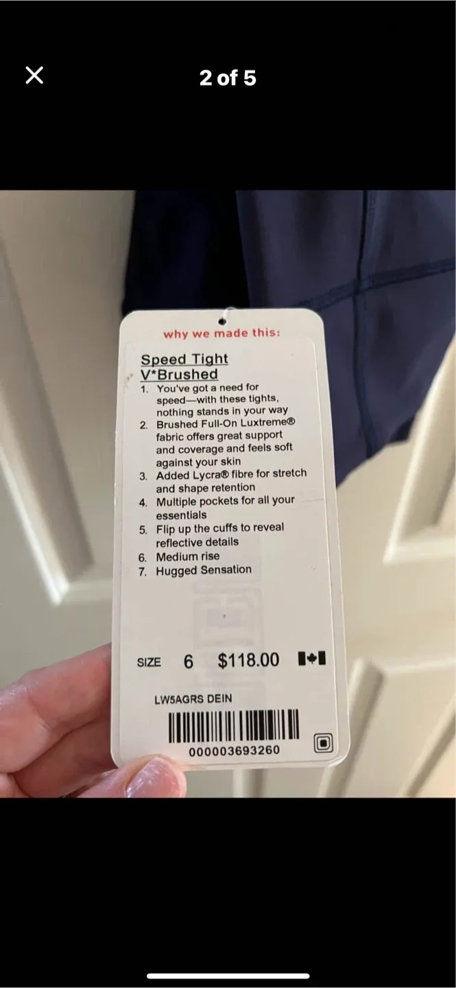 Lululemon Speed Tight V-Brushed Size 6