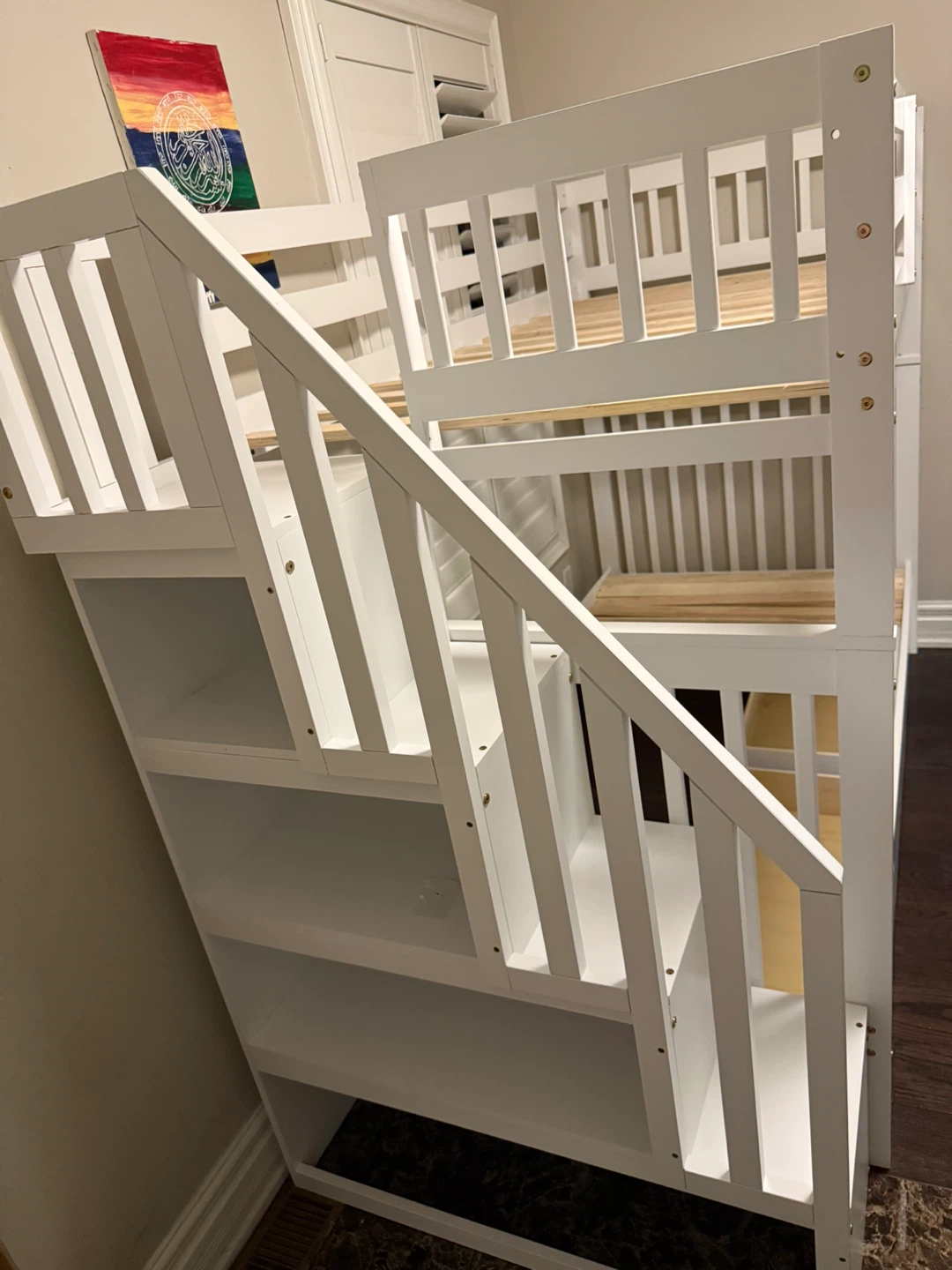 White Bunk Bed with Stairs & Drawers - photo 3