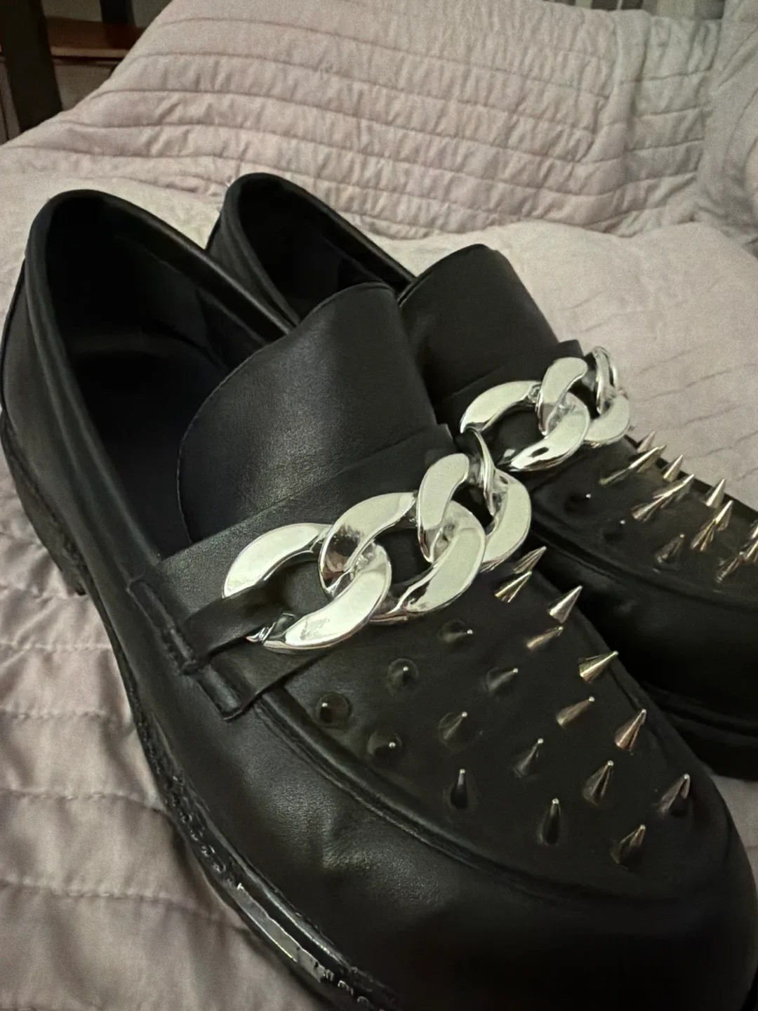 Black Loafers w/ Chain & Spikes image indicator(4)