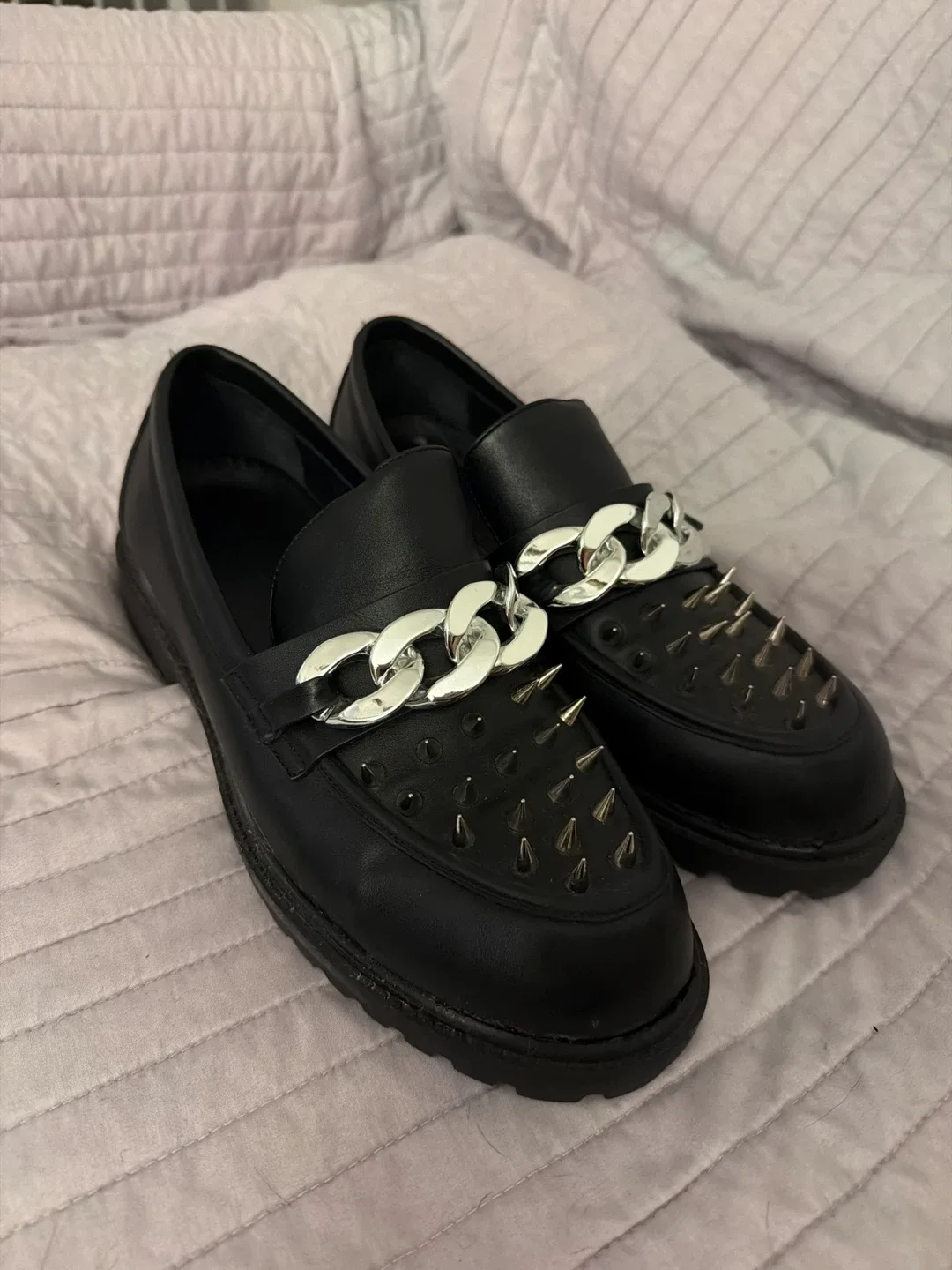 Black Loafers w/ Chain & Spikes