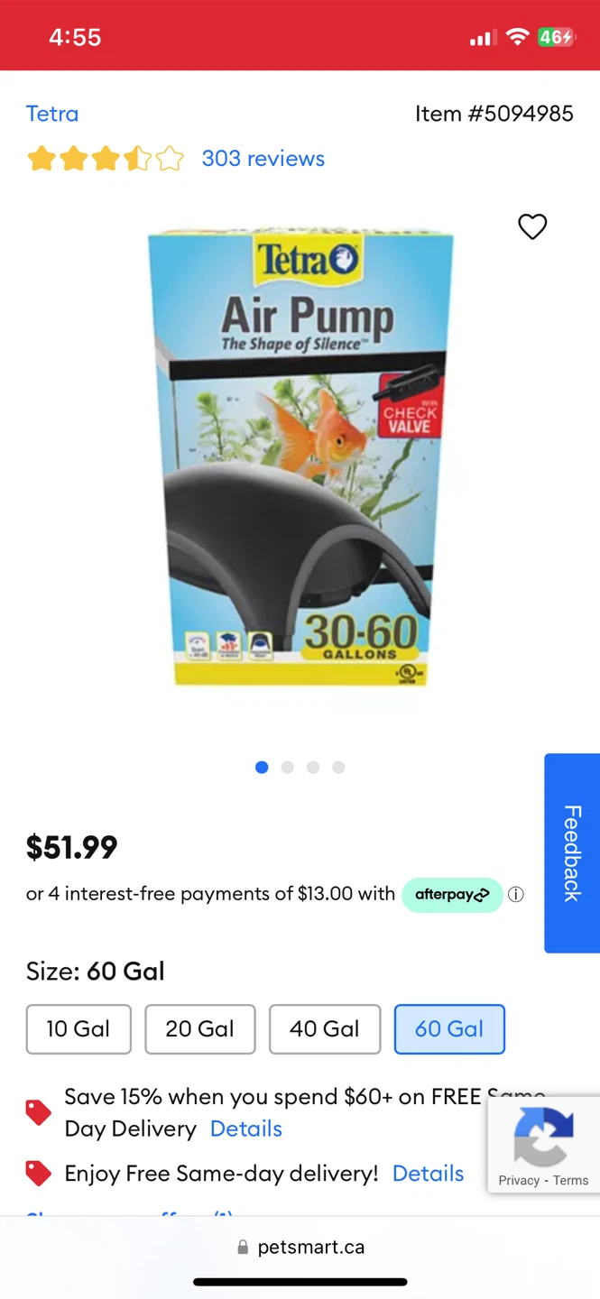 Tetra Whisper 60 Air Pump for 30-60 Gallon Tanks - photo 3