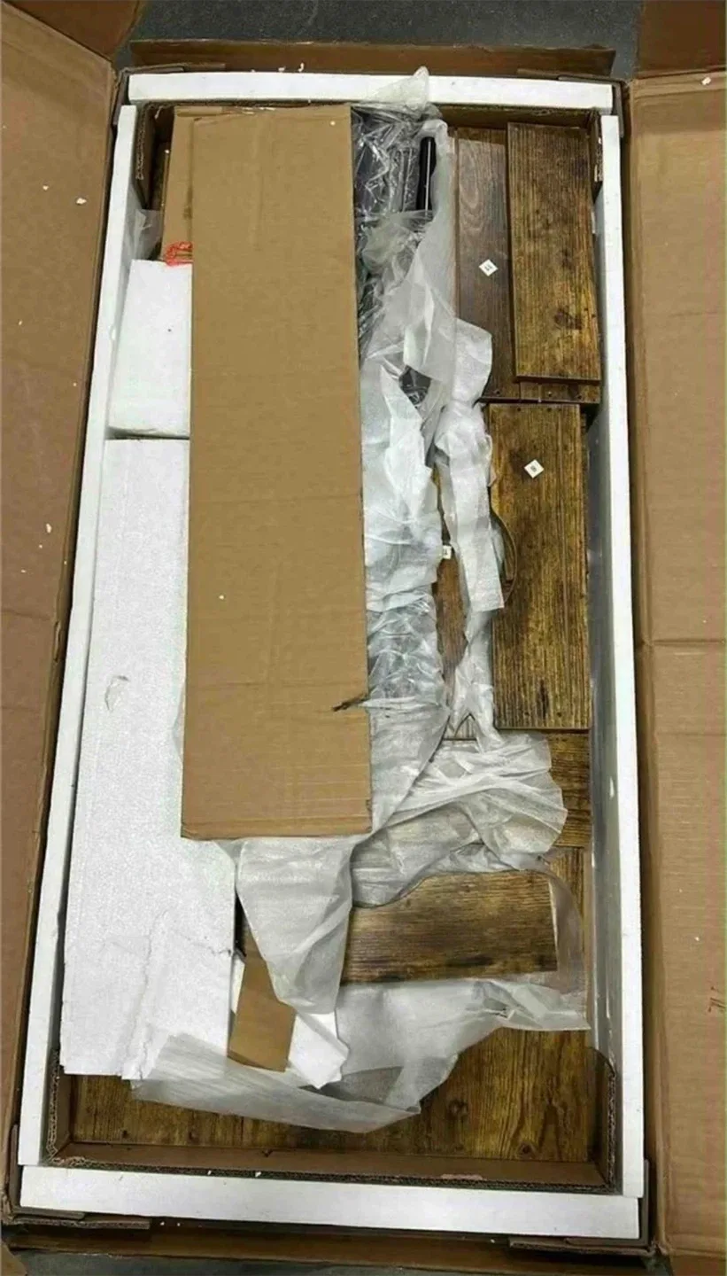 Wood Desk with Drawers and  charge plugs image indicator(3)