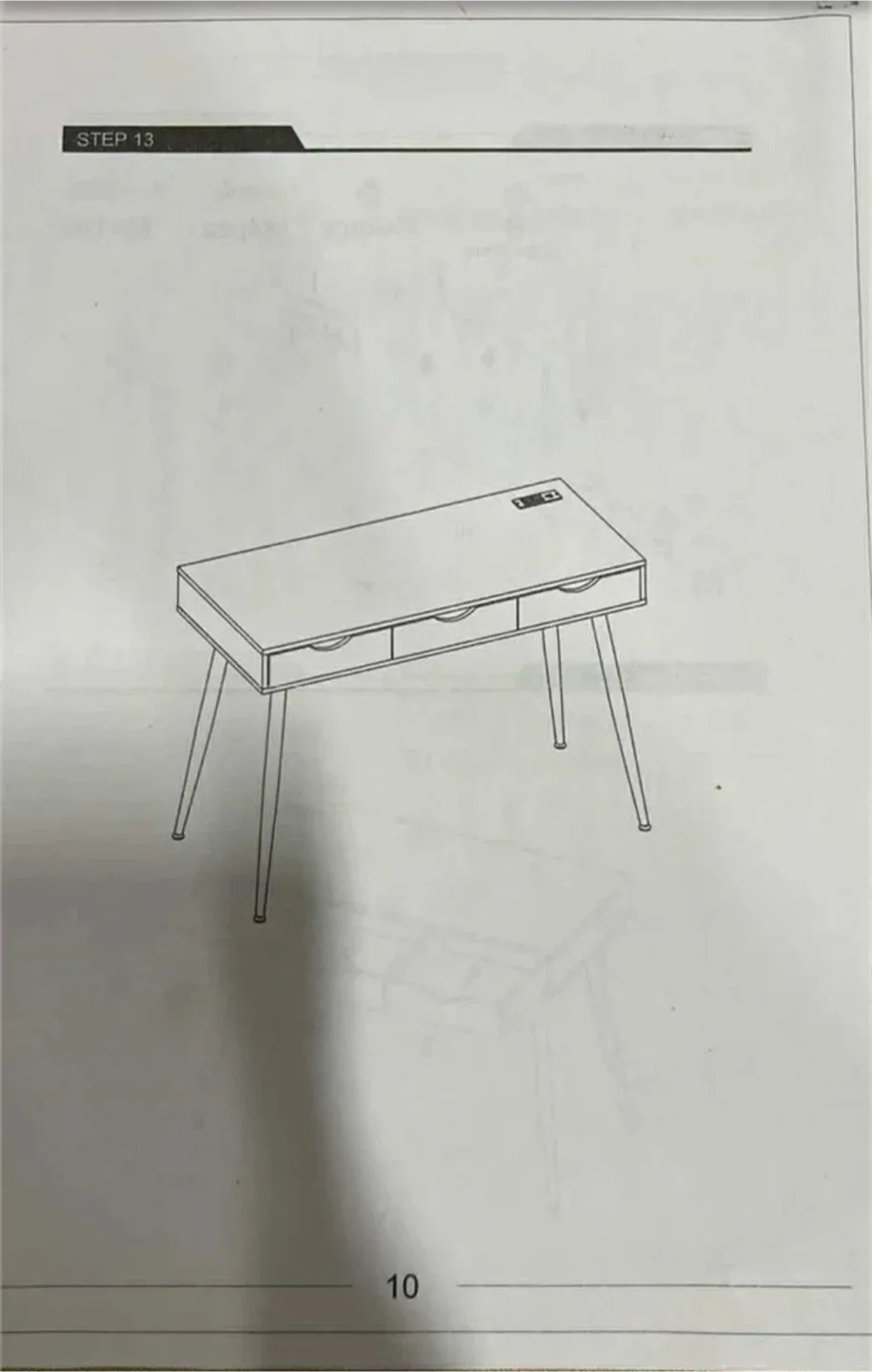 Wood Desk with Drawers and  charge plugs image indicator(2)