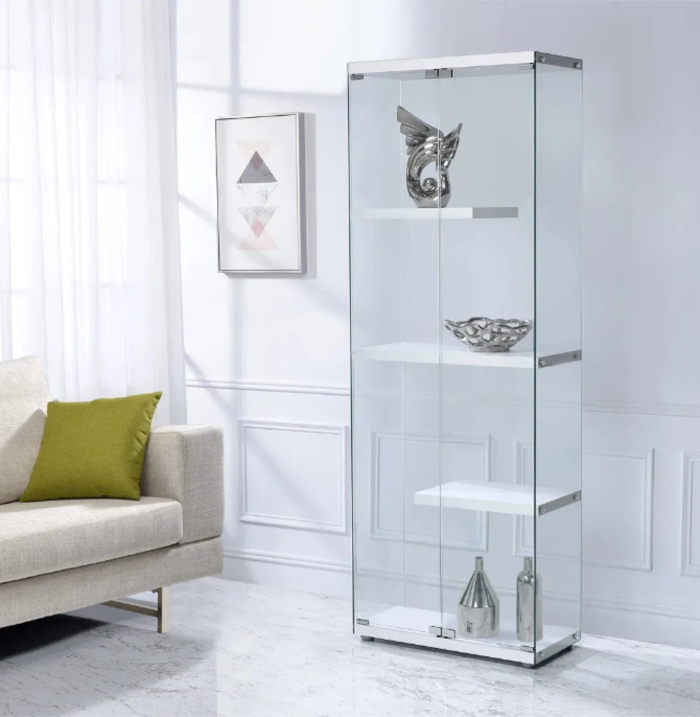 Glass Display Cabinet - 68" x 25" x 13"