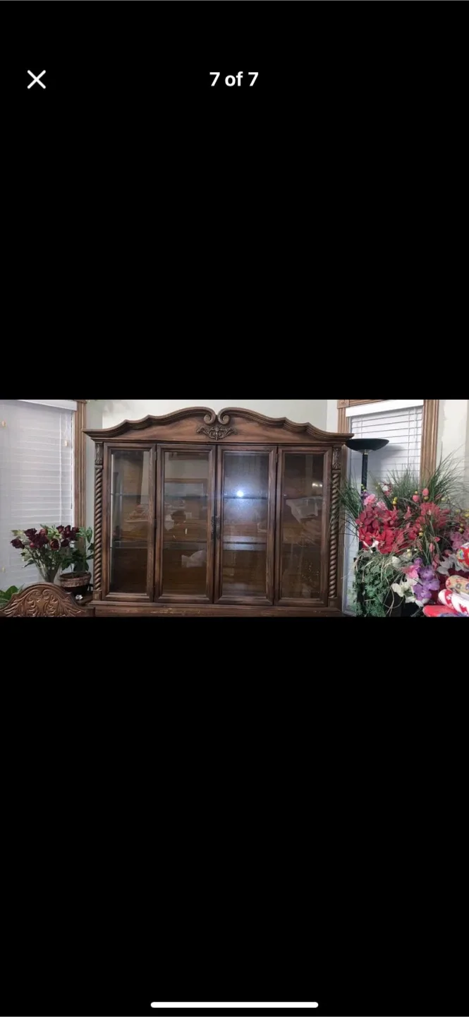 Dining Table with Chairs and Hutch