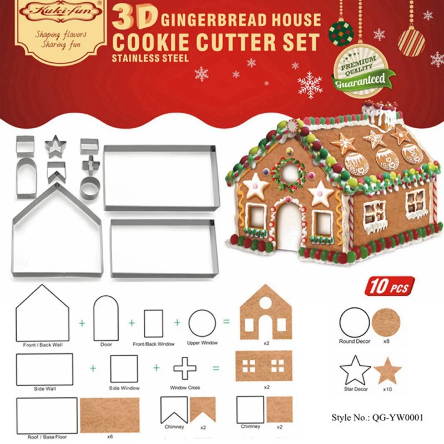 3D Gingerbread House Cookie Cutter Set - New