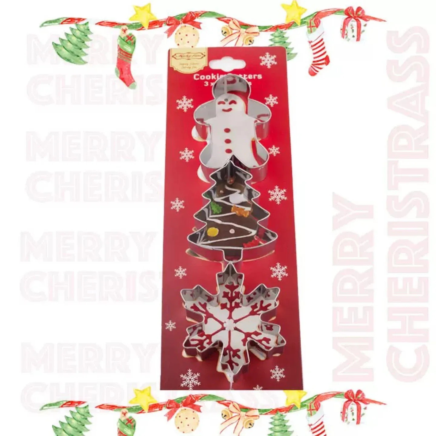 New 3-Piece Christmas Cookie Cutter Set