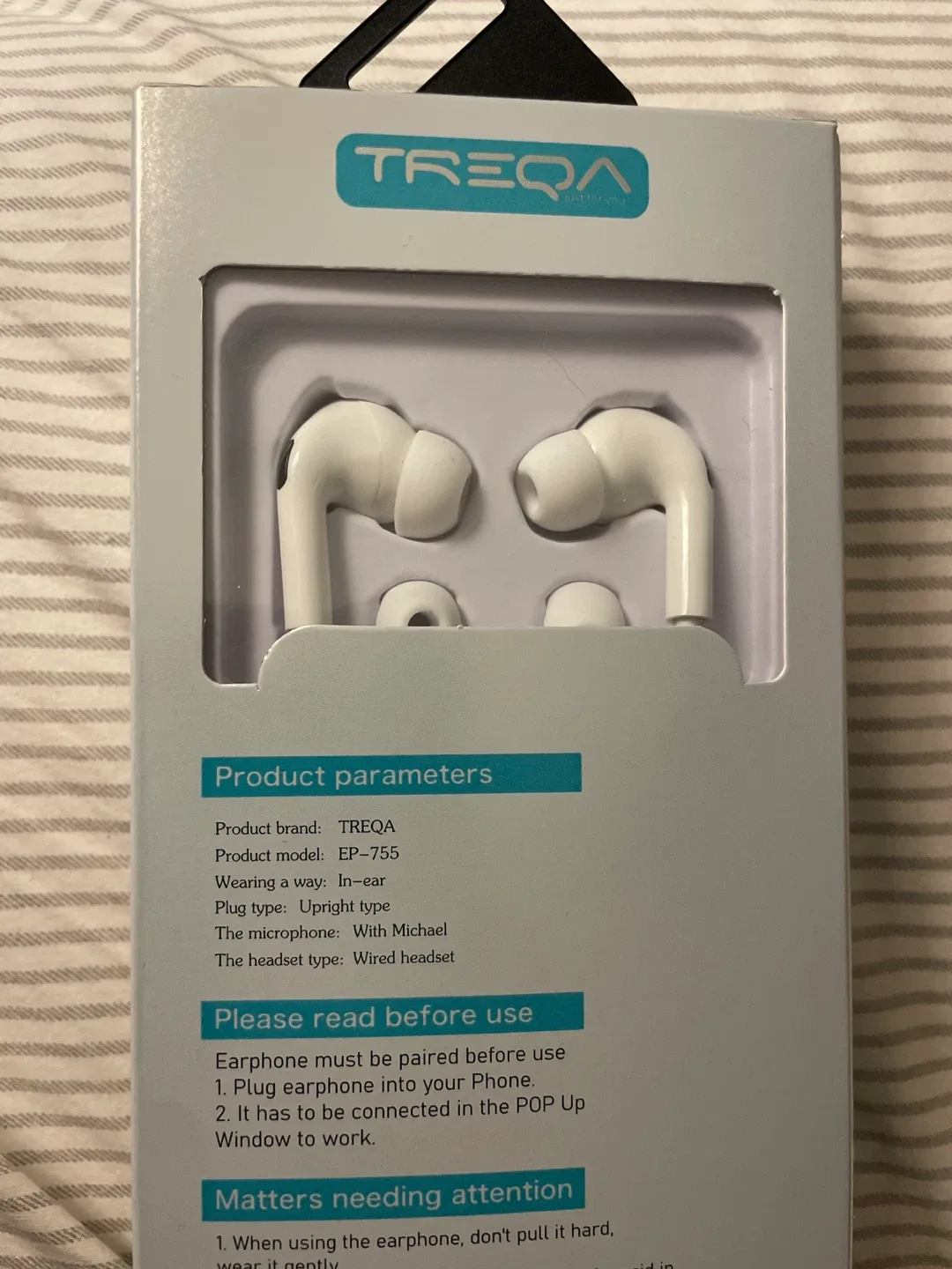 TREQA EP-755 In-Ear Wired Headset - New!