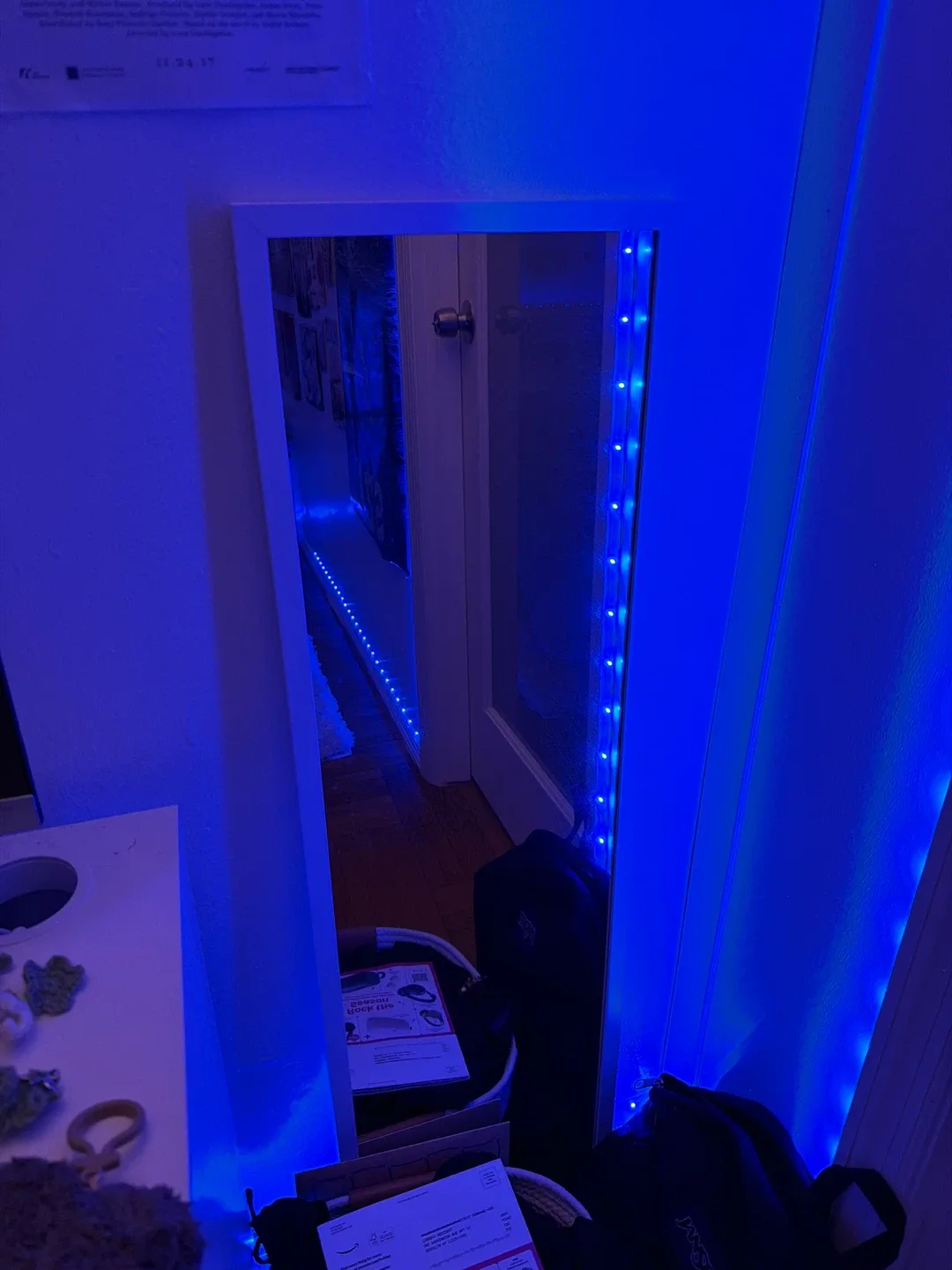 Small White Framed Mirror