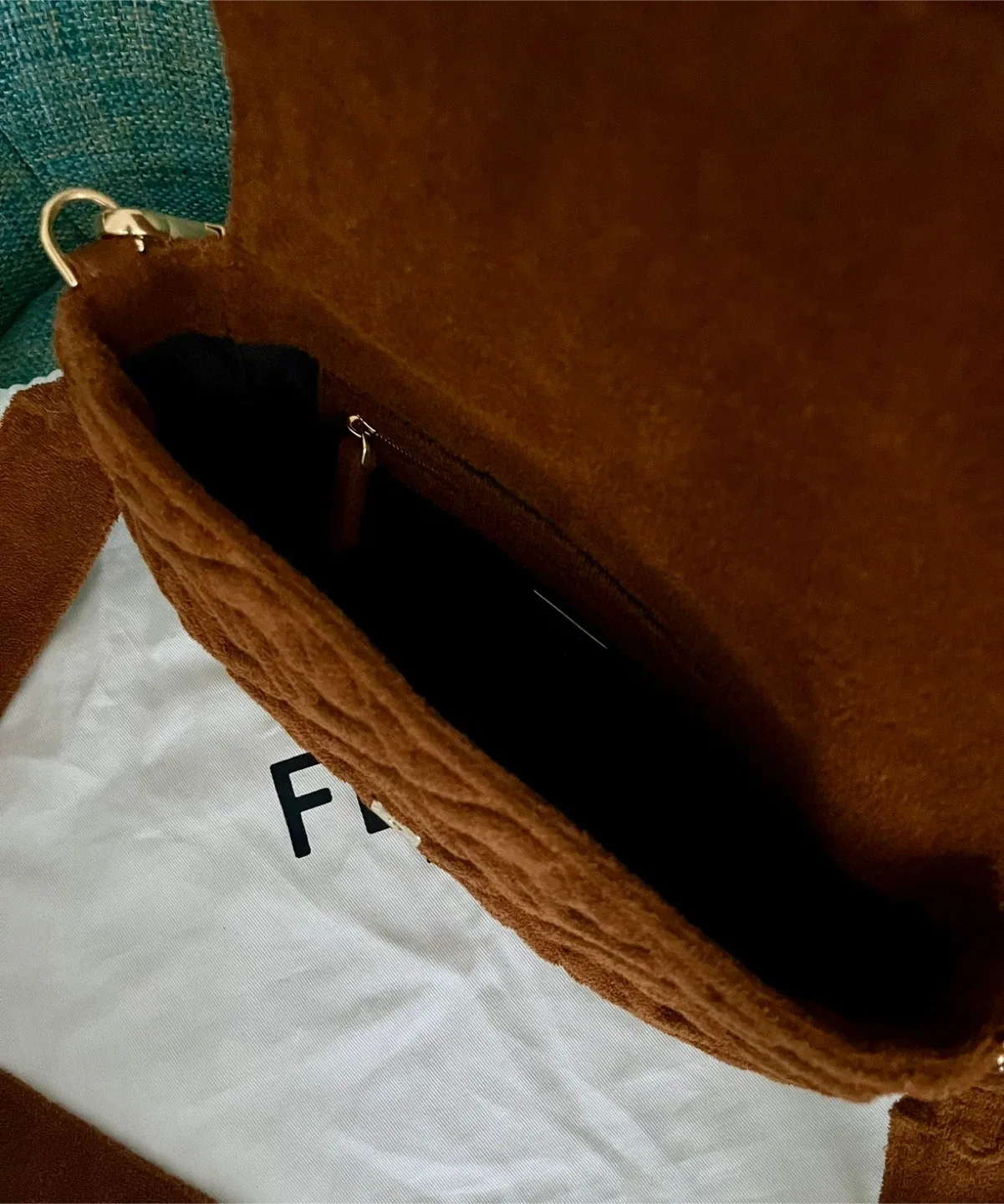 Authentic Fendi  Brown Towel Fabric Baguette image indicator(6)