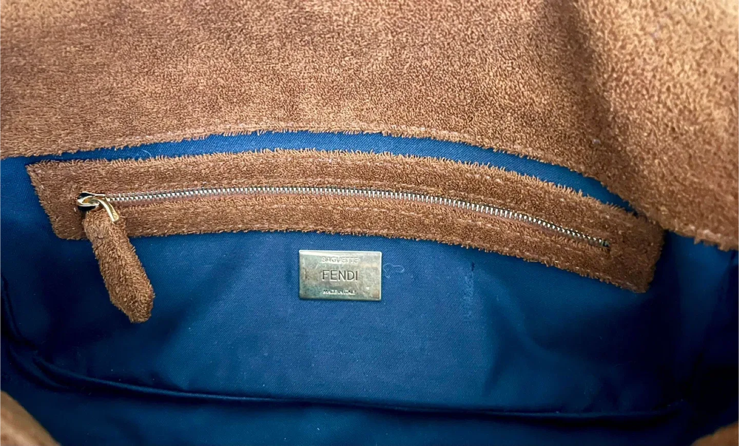 Authentic Fendi  Brown Towel Fabric Baguette image indicator(7)