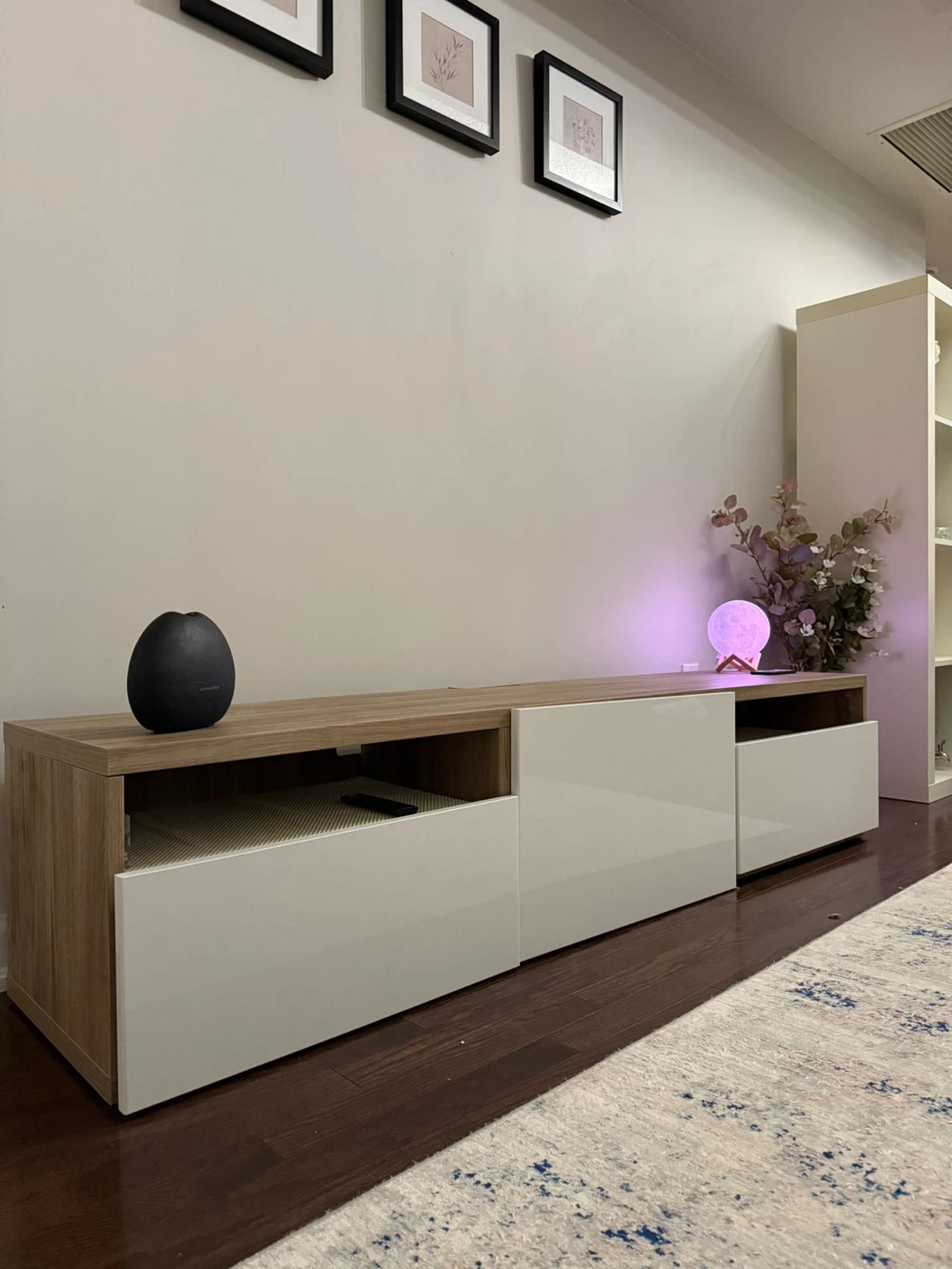 Wood & White TV Stand