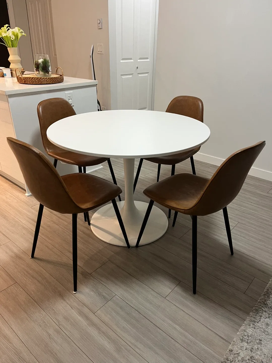 Brown Leather Dining Chairs - Set of 4 image indicator(4)