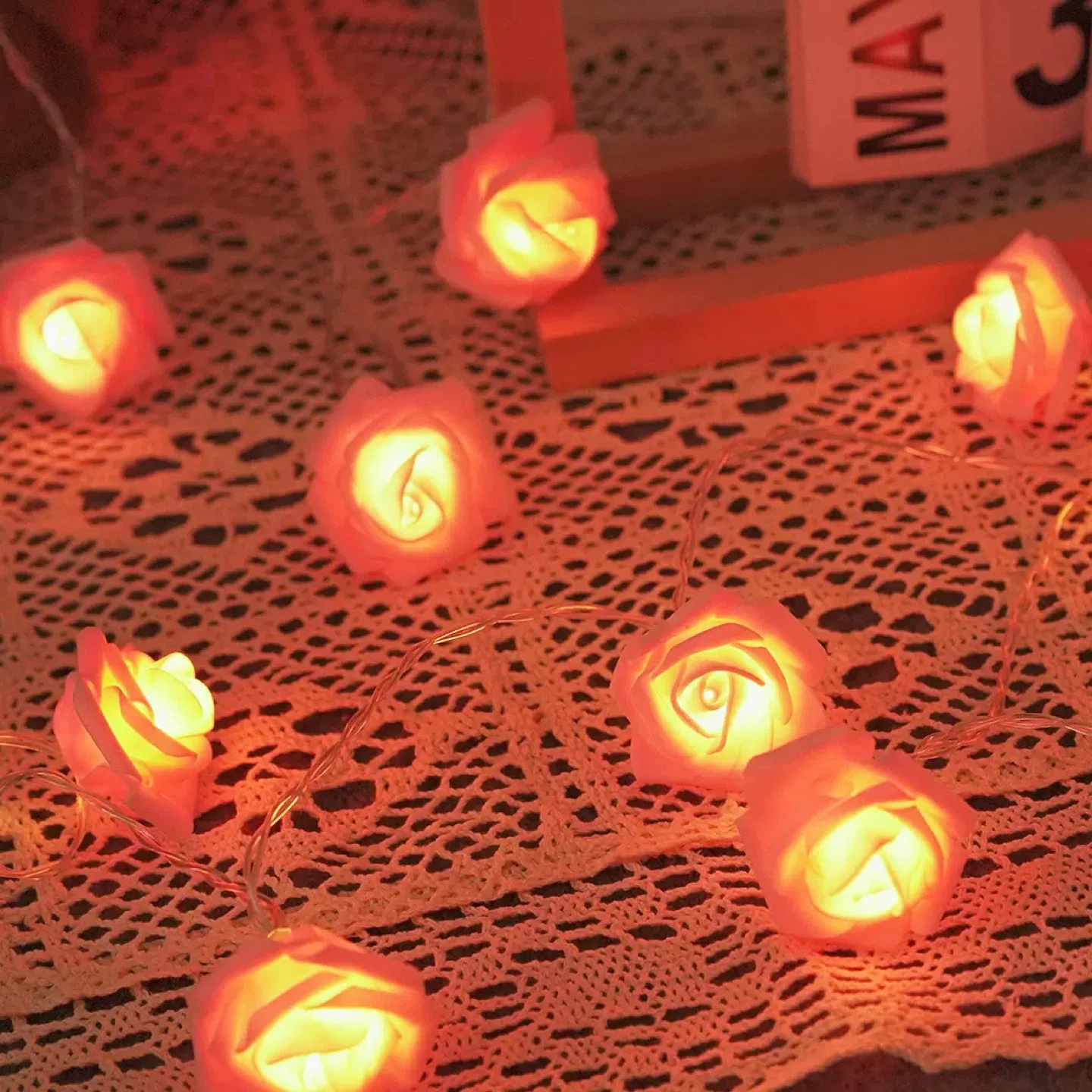 Rose String Lights home decor lights valentines 5ft - photo 2