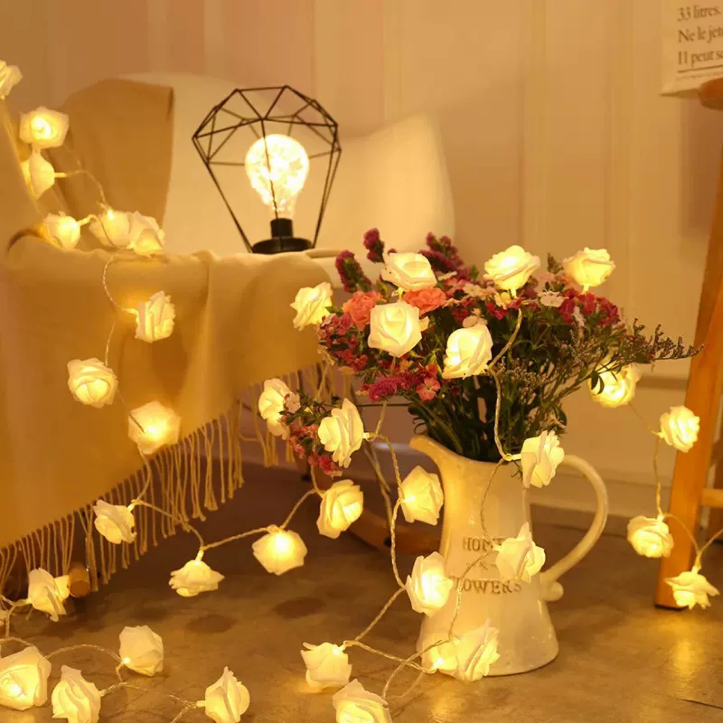 Rose String Lights home decor lights valentines 5ft - photo 3