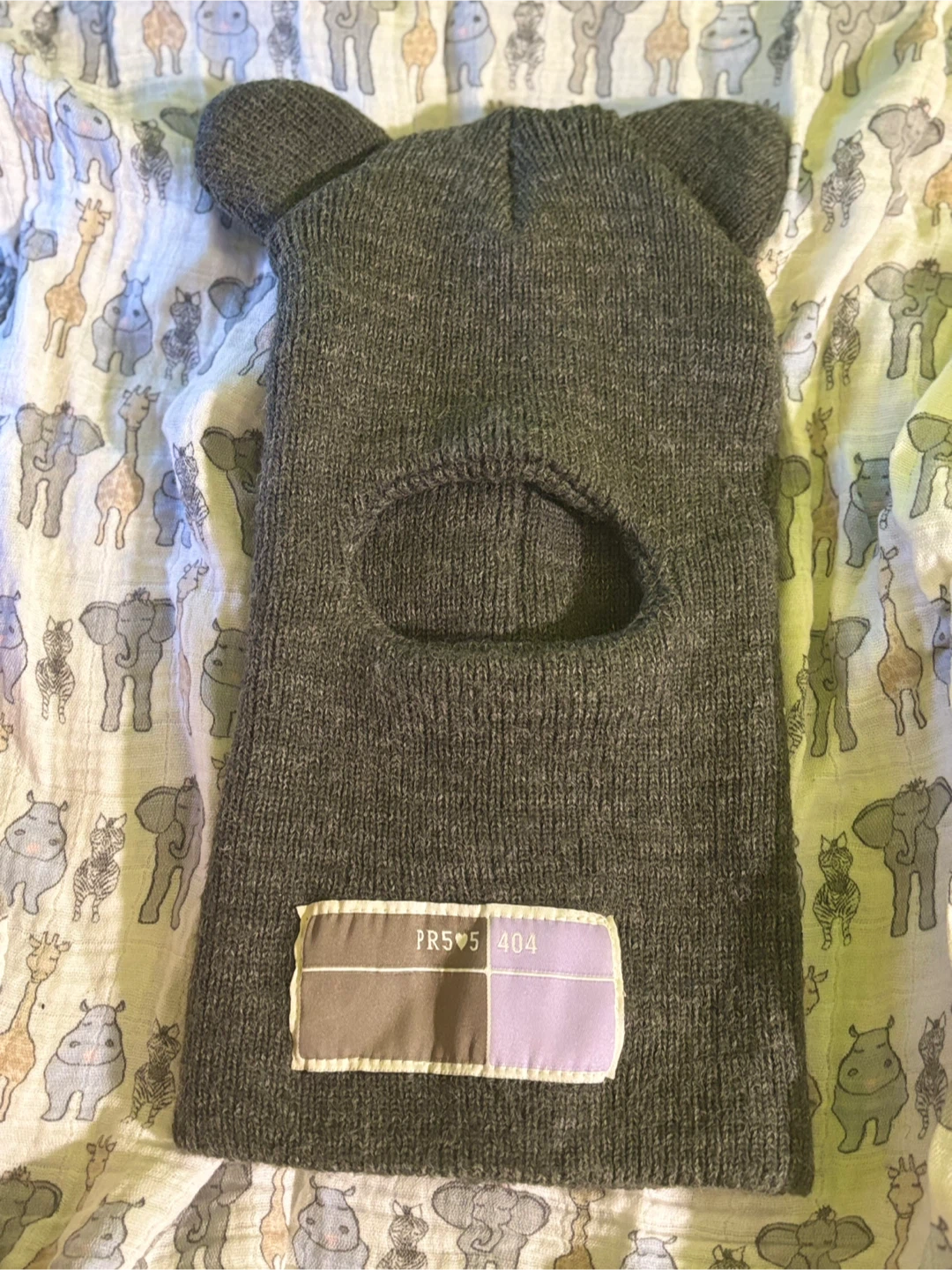 Bear Ear Knit Ski Mask - Gray - photo 4