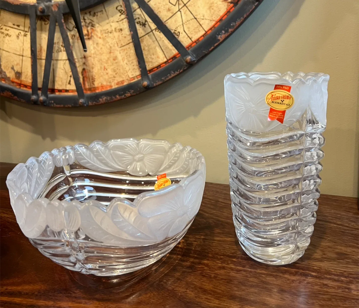 Vintage Crystal Bowl and Vase Set