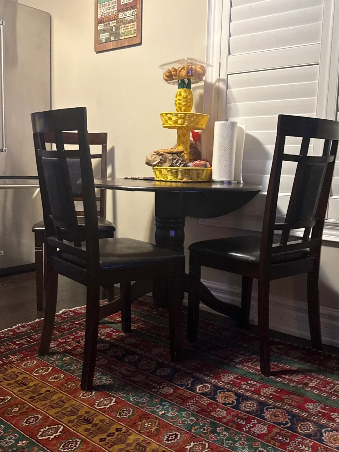 Dining Table with 4 Chairs - Dark Brown
