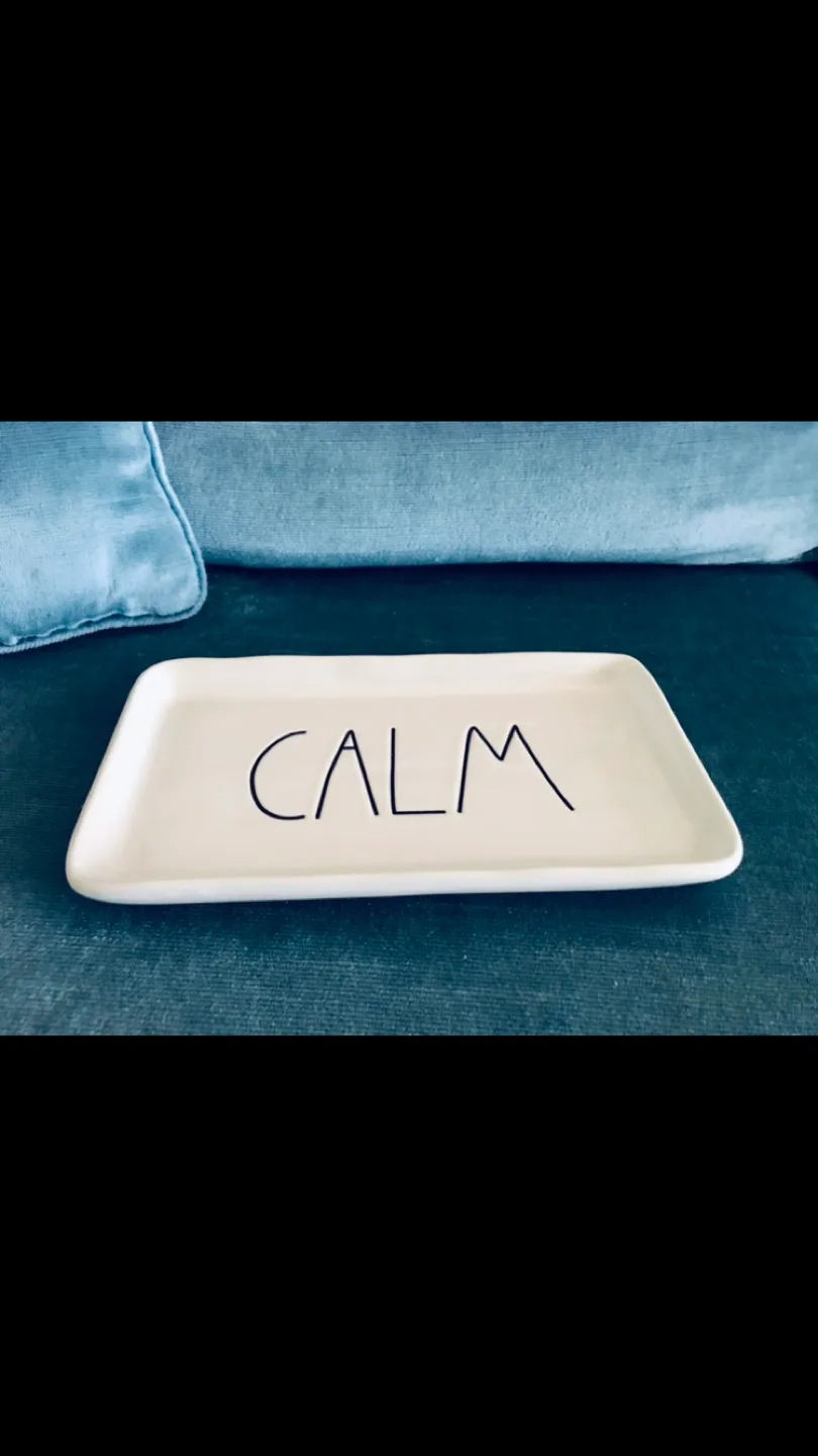 NEW Porcelain Tray/Dish, CALM etched. Jewelry, Dessert, Decor…