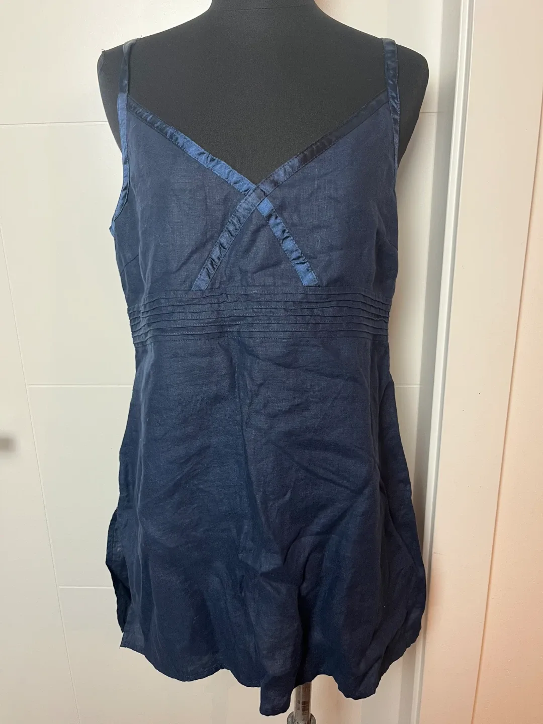 Tapemeasure Navy Linen Blend Tank Top Size 8