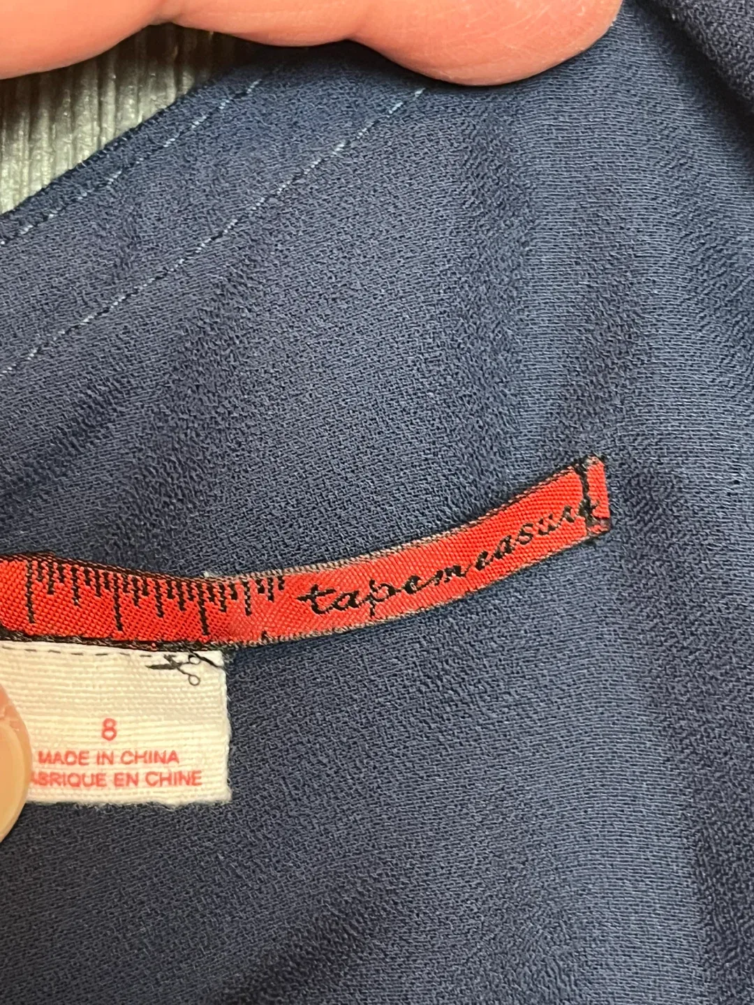 Tapemeasure Navy Linen Blend Tank Top Size 8 image indicator(3)