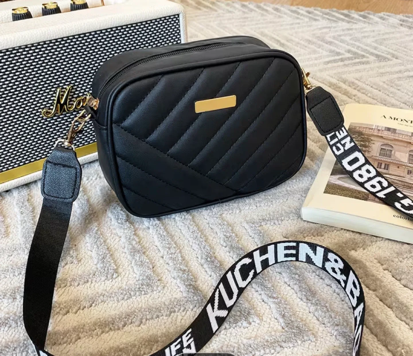 Black Quilted Crossbody Bag