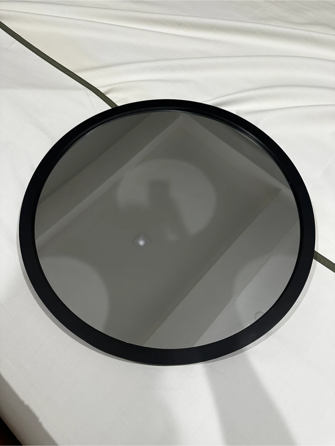 Round Black Framed Mirror - 20 inches diameter