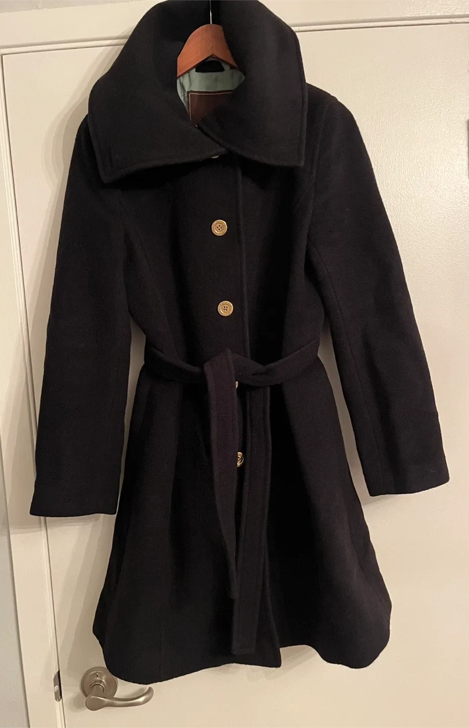 Coach Black Wool Blend Belted Coat image indicator(2)