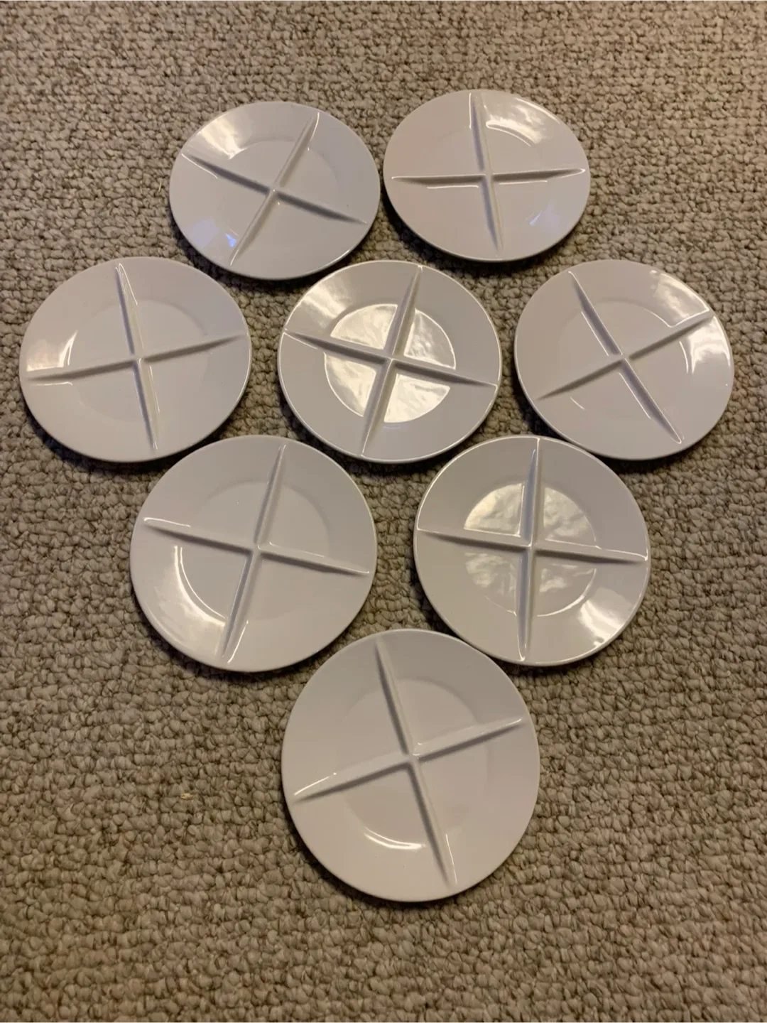 Set of 8 White Sectioned Plates