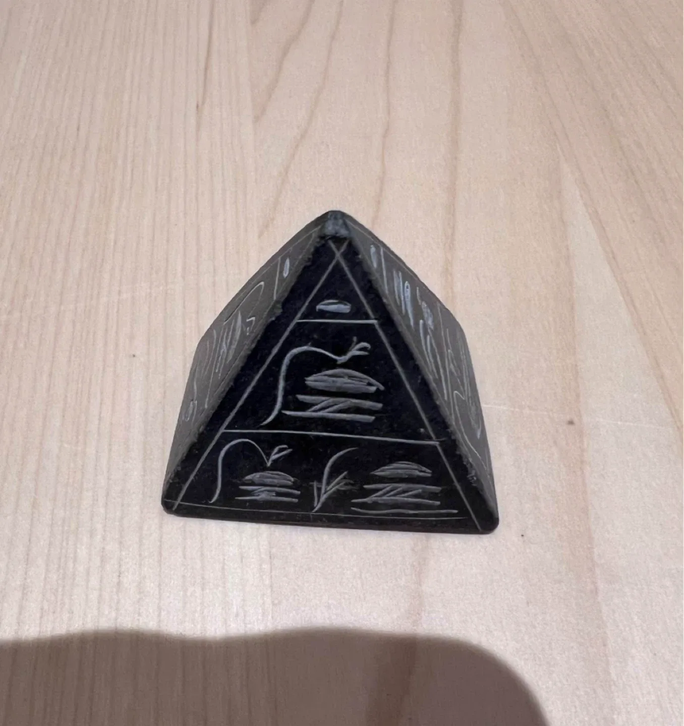 Paper Weight Pyramid with Carved Hieroglyphics Made In Egypt