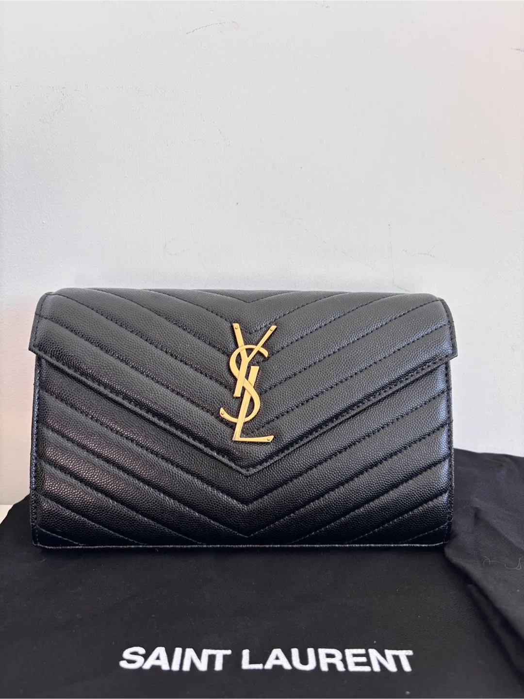 Saint Laurent Envelope Chain Wallet - Black