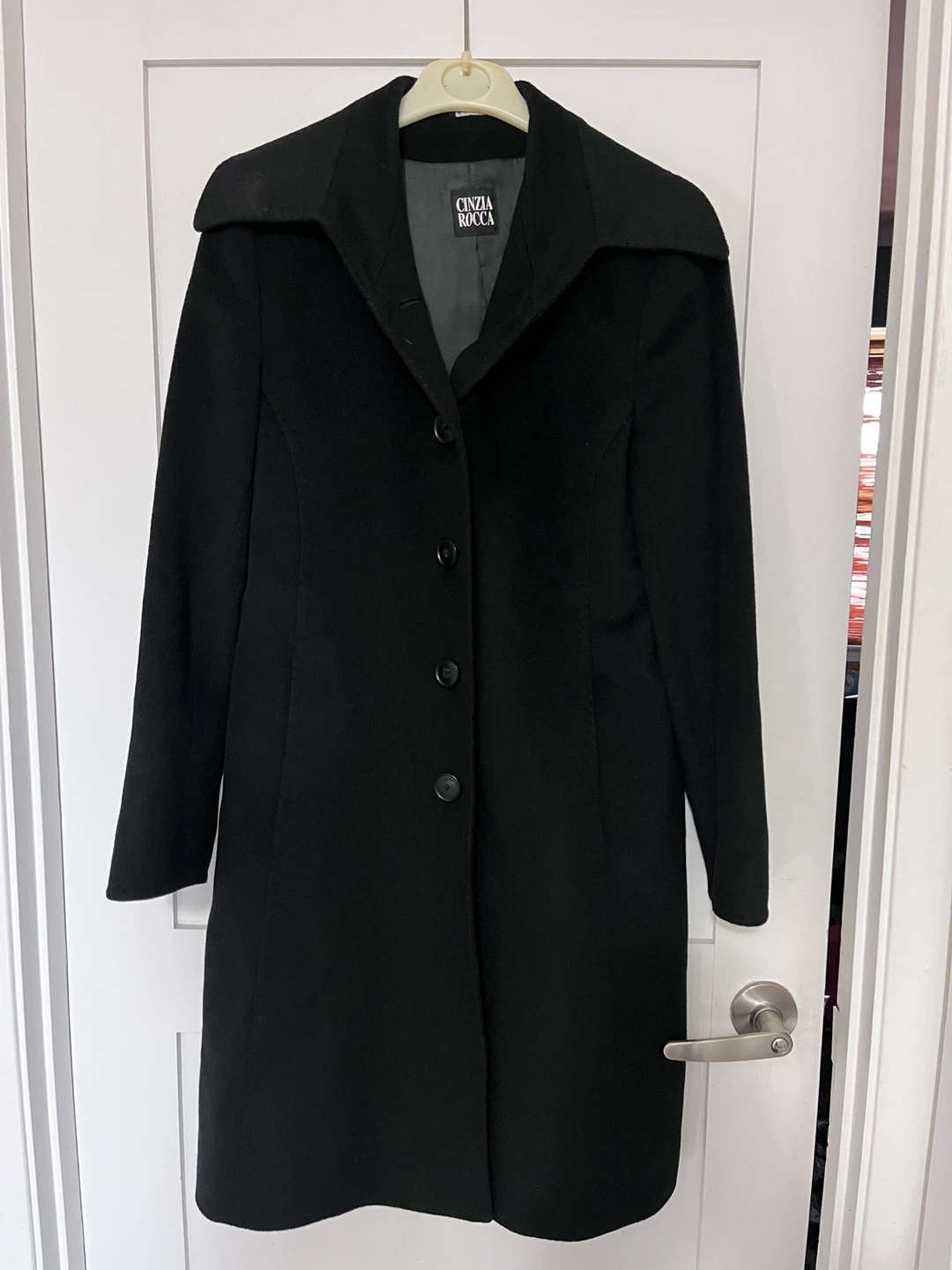 Cinzia Rocca Angora & Wool Black Coat Size 8 - photo 3