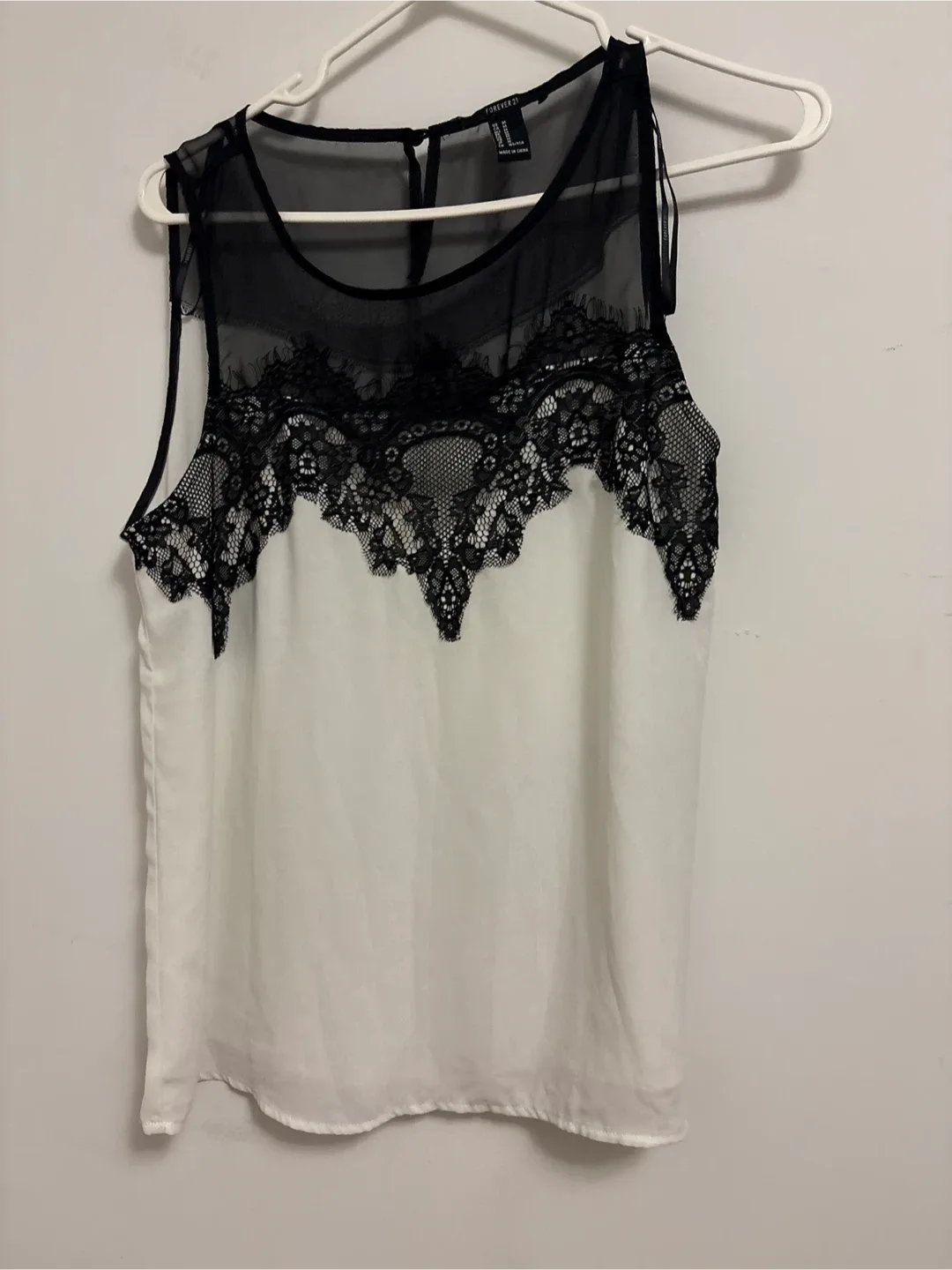 Forever 21 Black & White Lace Tank Top