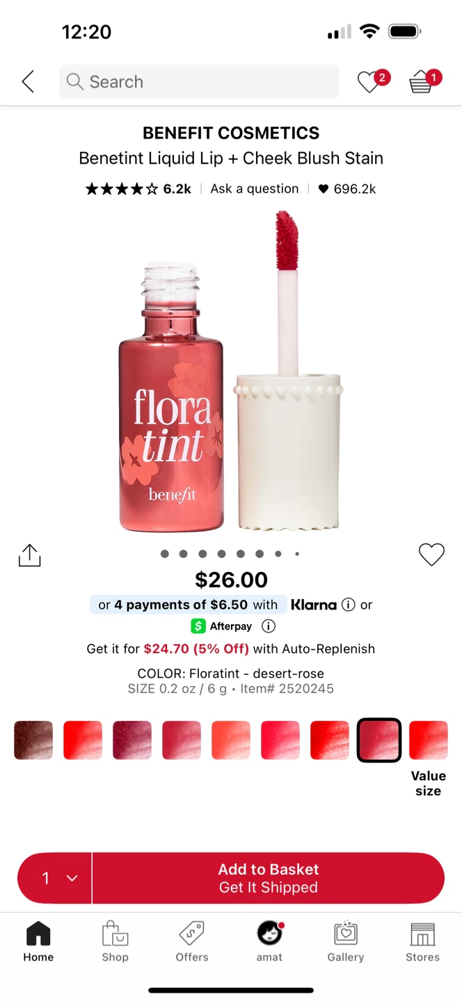 Benefit Benetint Liquid Lip + Cheek Blush Stain